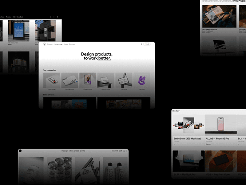 Selection of high-quality mockup platforms with a focus on curated visuals, including Wannathis