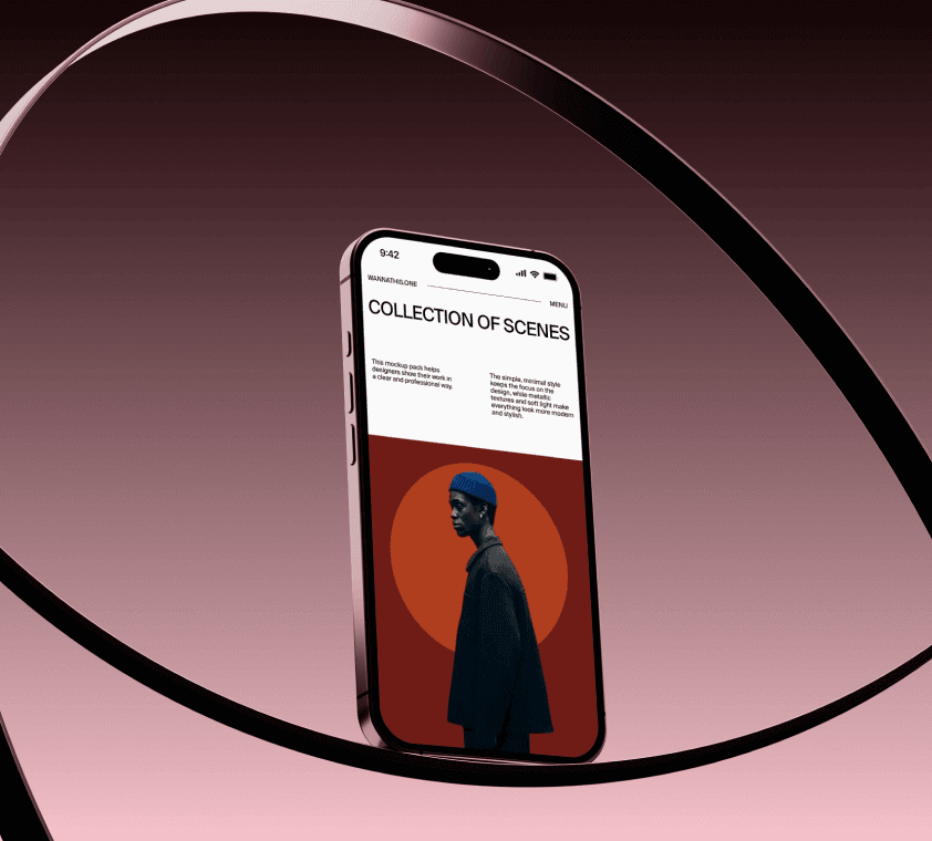 Free iPhone Mockup in Metallic Ring Frame for design projects