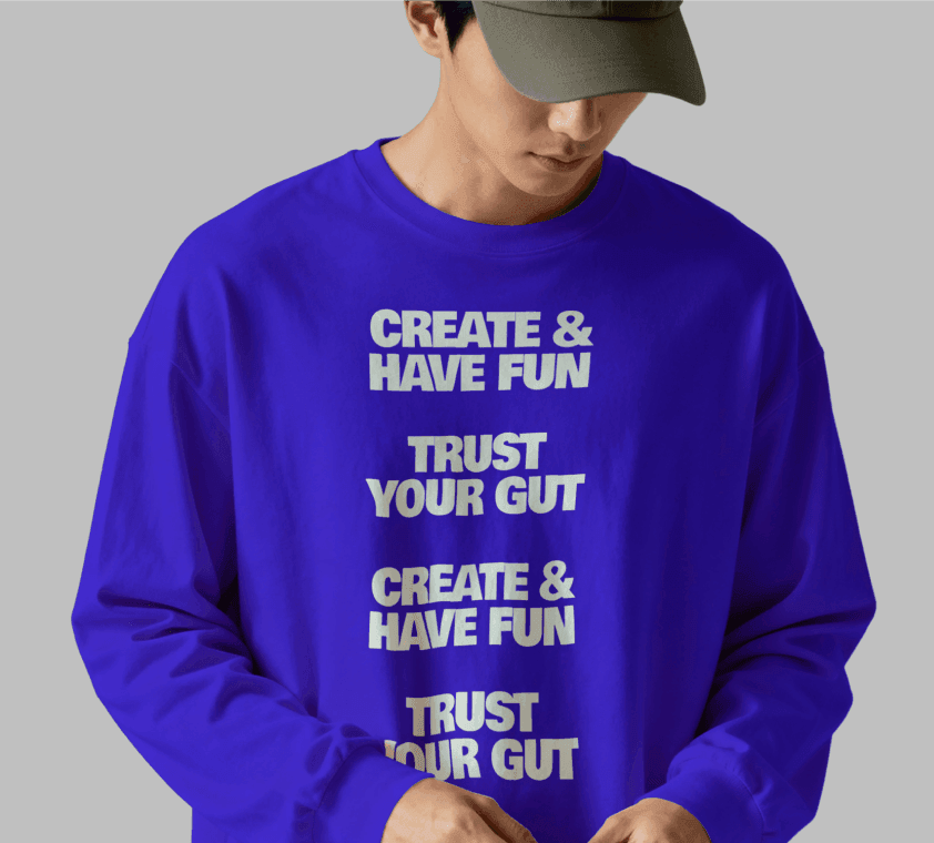 Oversized sweatshirt mockup worn by model with editable front print design