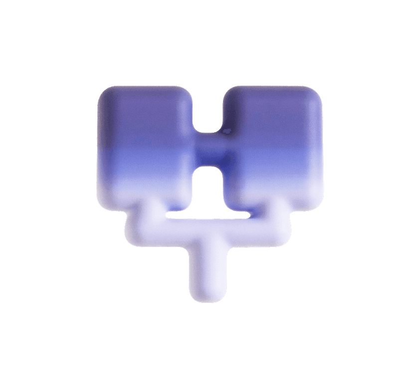 Abstract 3D shape with smooth purple gradient and soft edges on white background