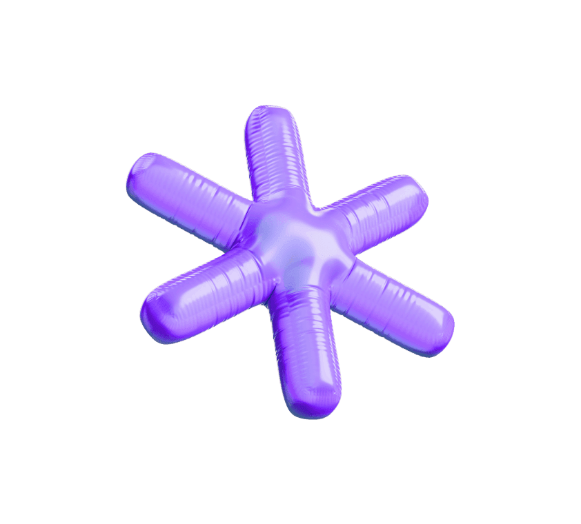 Free inflatable purple asterisk-shaped 3D object on a white background