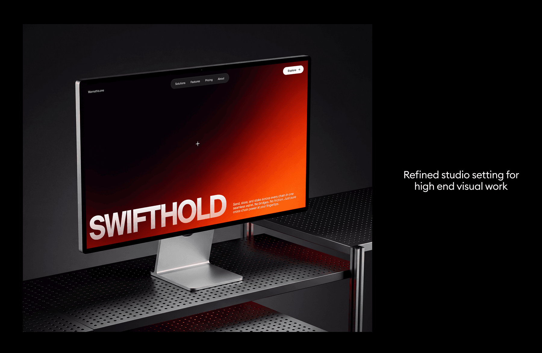 Dark Apple Studio Display Mockups for design presentations