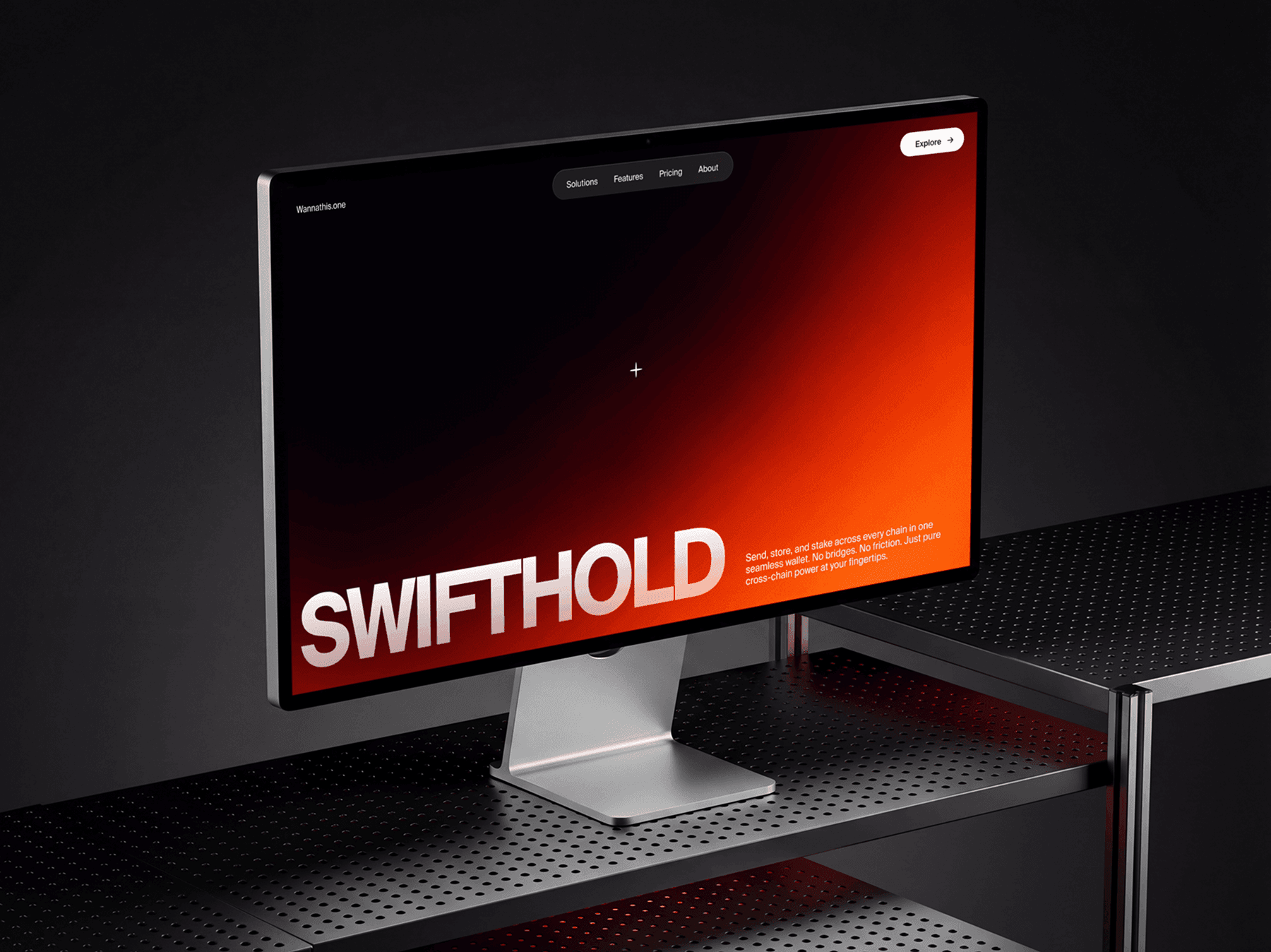 Apple Studio Display shown from a side angle on a modern surface