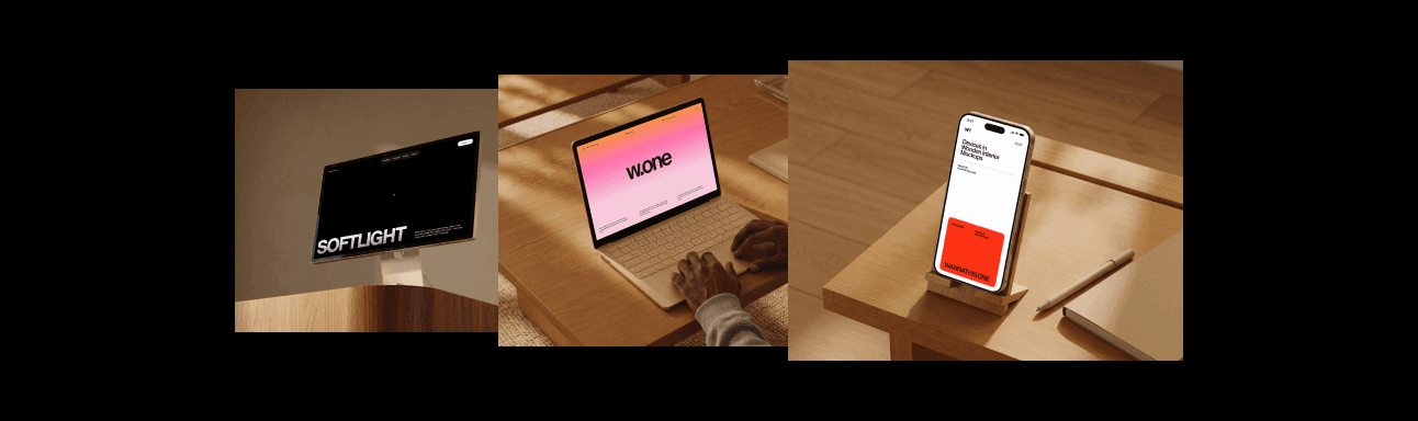 Soft Daylight Interior Device Mockups for UI designs