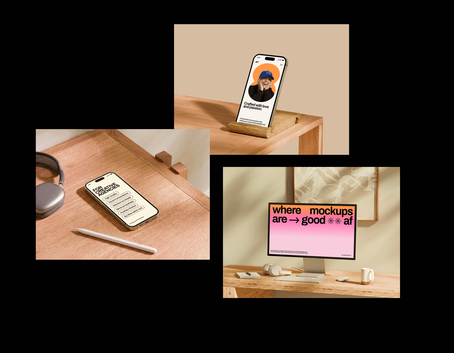 Wood Desk Workspace Mockups for ux/ui projects