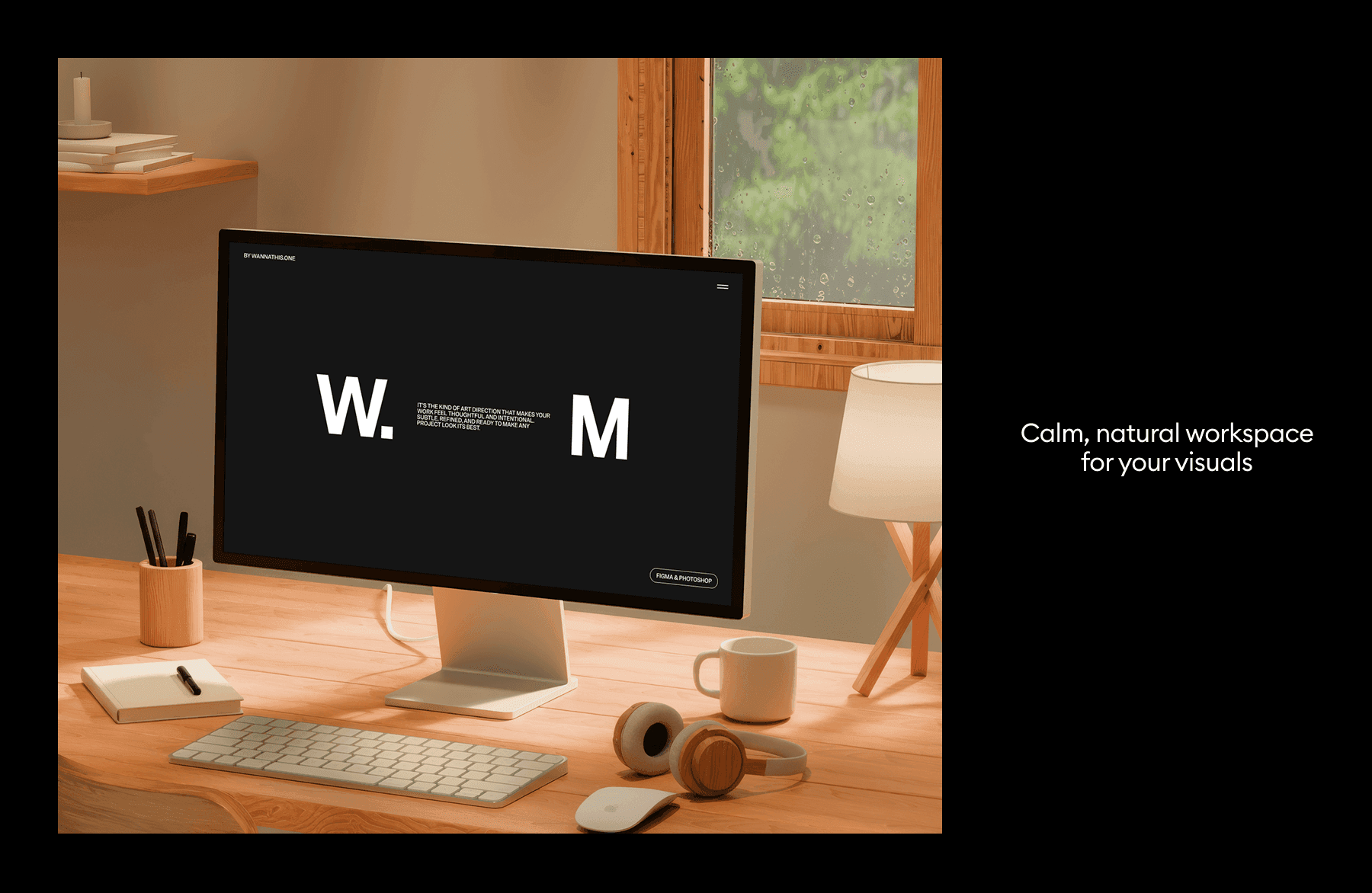 Wood Desk Workspace Mockups for marketing projects