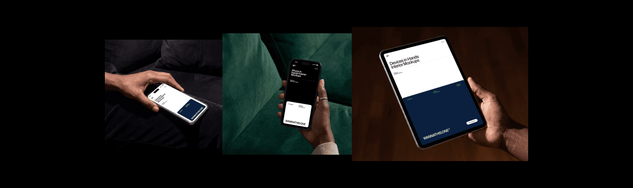 Devices in Hands Interior Mockups for design presentations