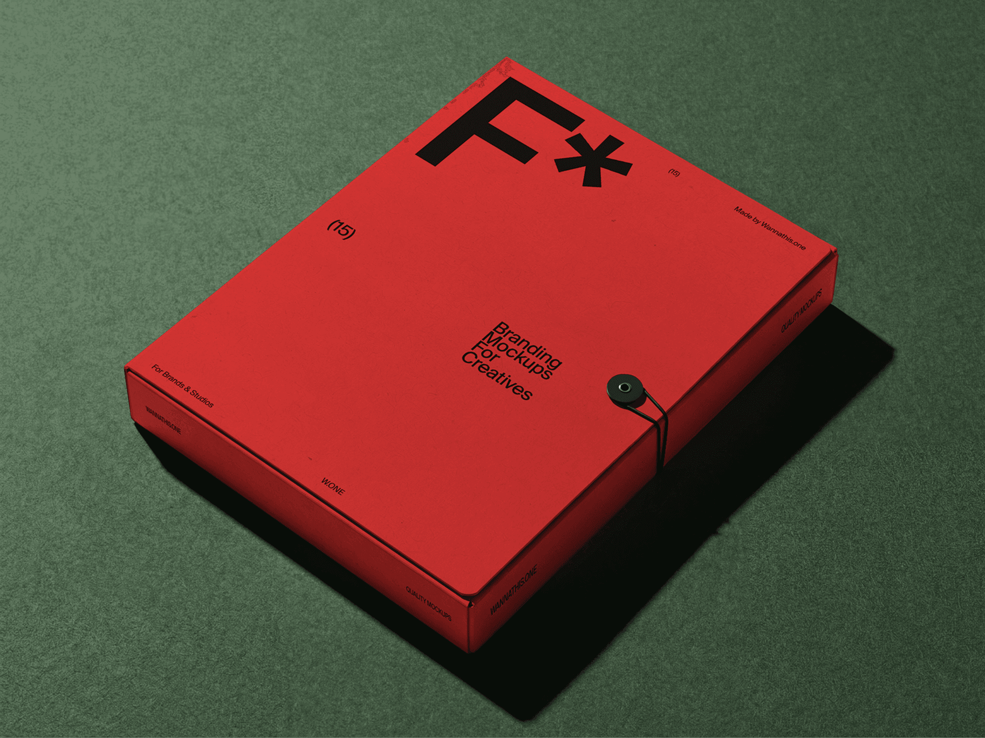 Closed portfolio folder mockup shown on a clean textured refined surface in a refined studio composition scene