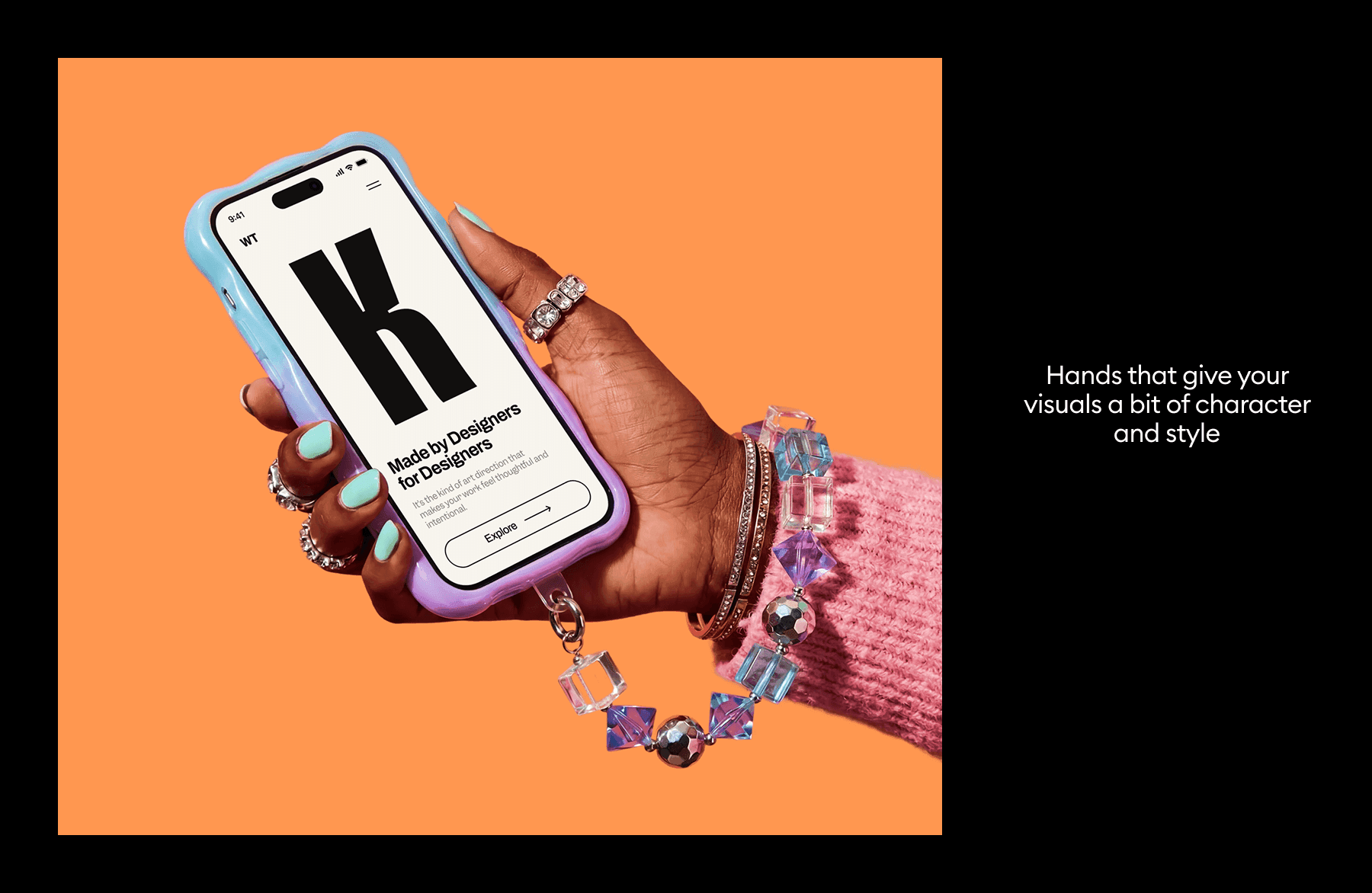 Funky iPhone Mockups in Hands for design projects