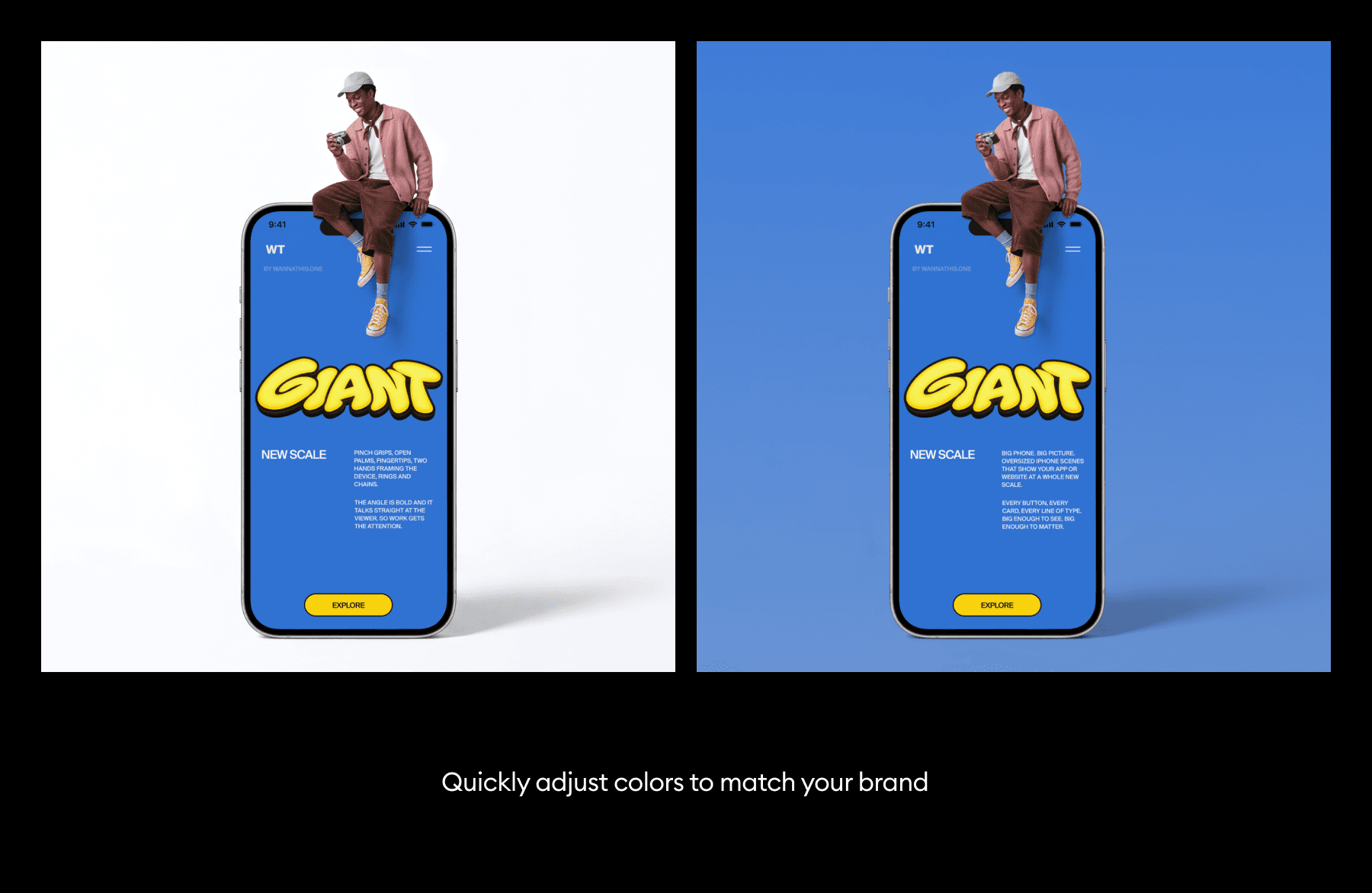 Giant iPhone Mockups with People for UX/UI presentations