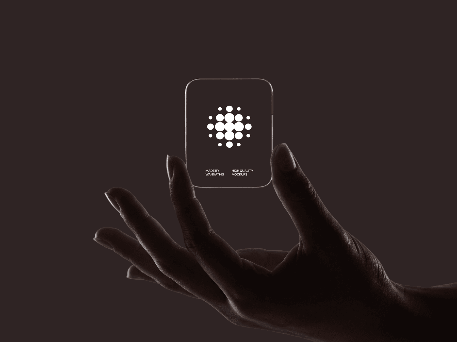 Transparent glass card resting on an open hand with a soft presentation