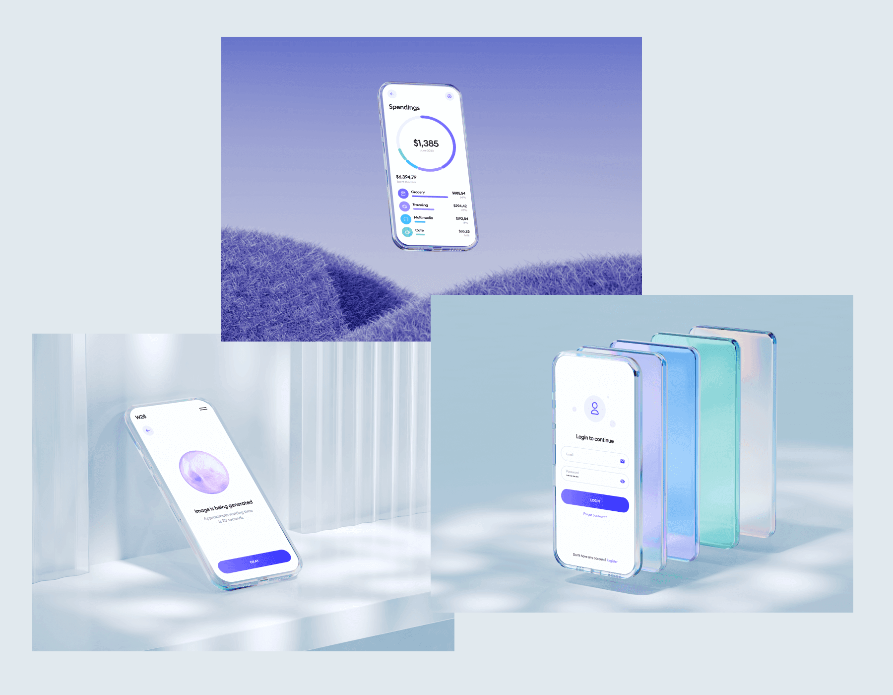 Glass phone mockups for design projects