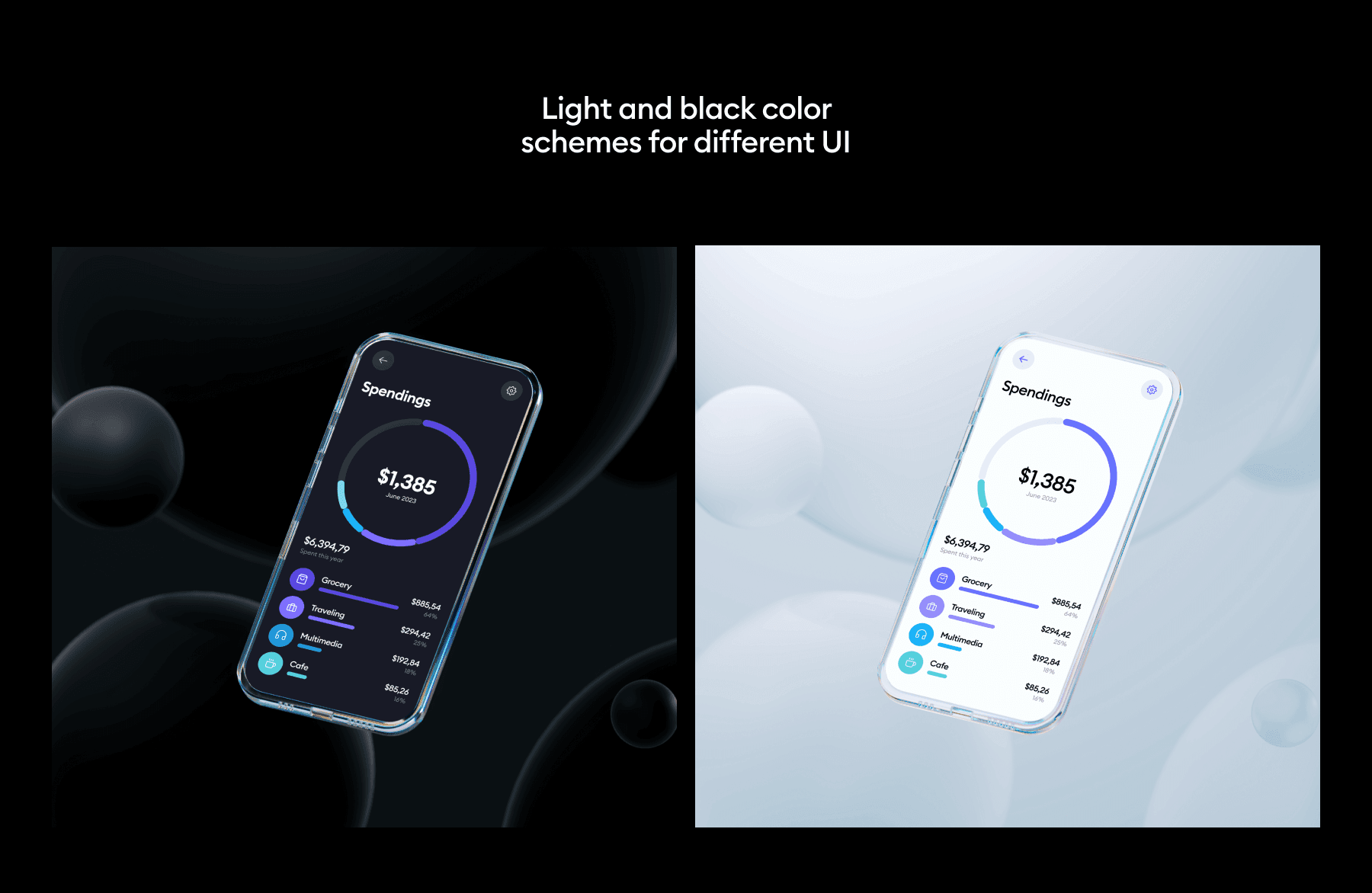 Glass phone mockups for design presentations