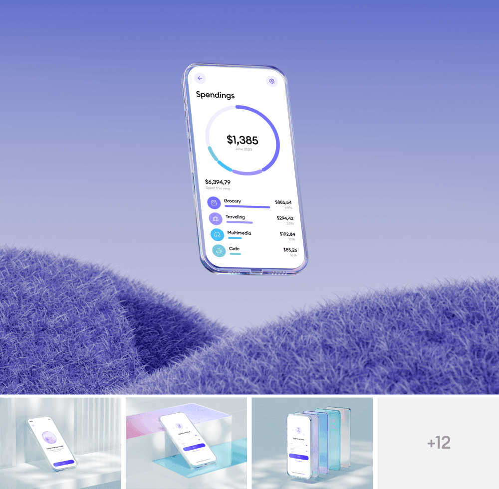 Glass phone mockups for ux/ui projects
