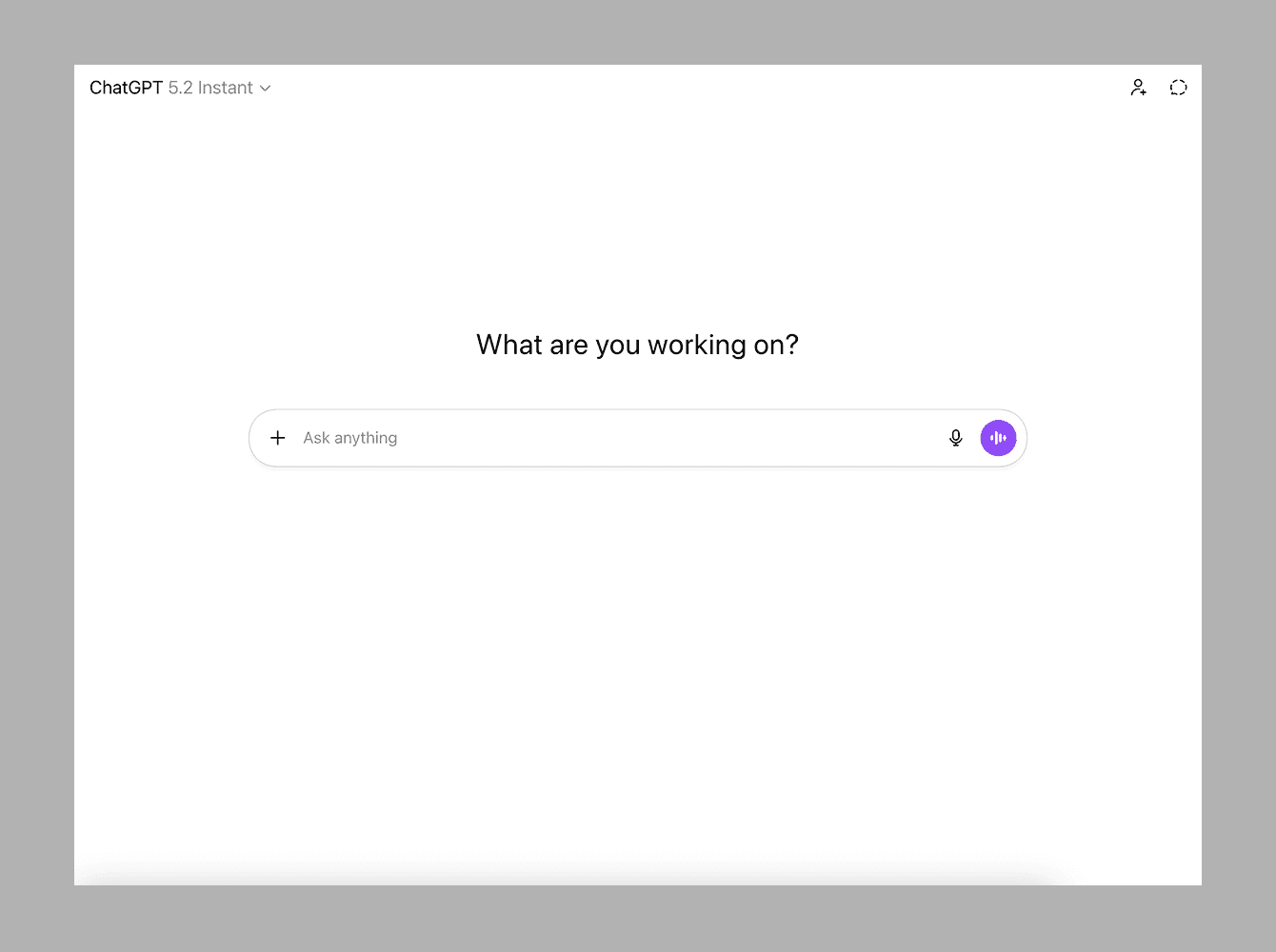 ChatGPT AI assistant interface with prompt bar and clean minimal layout