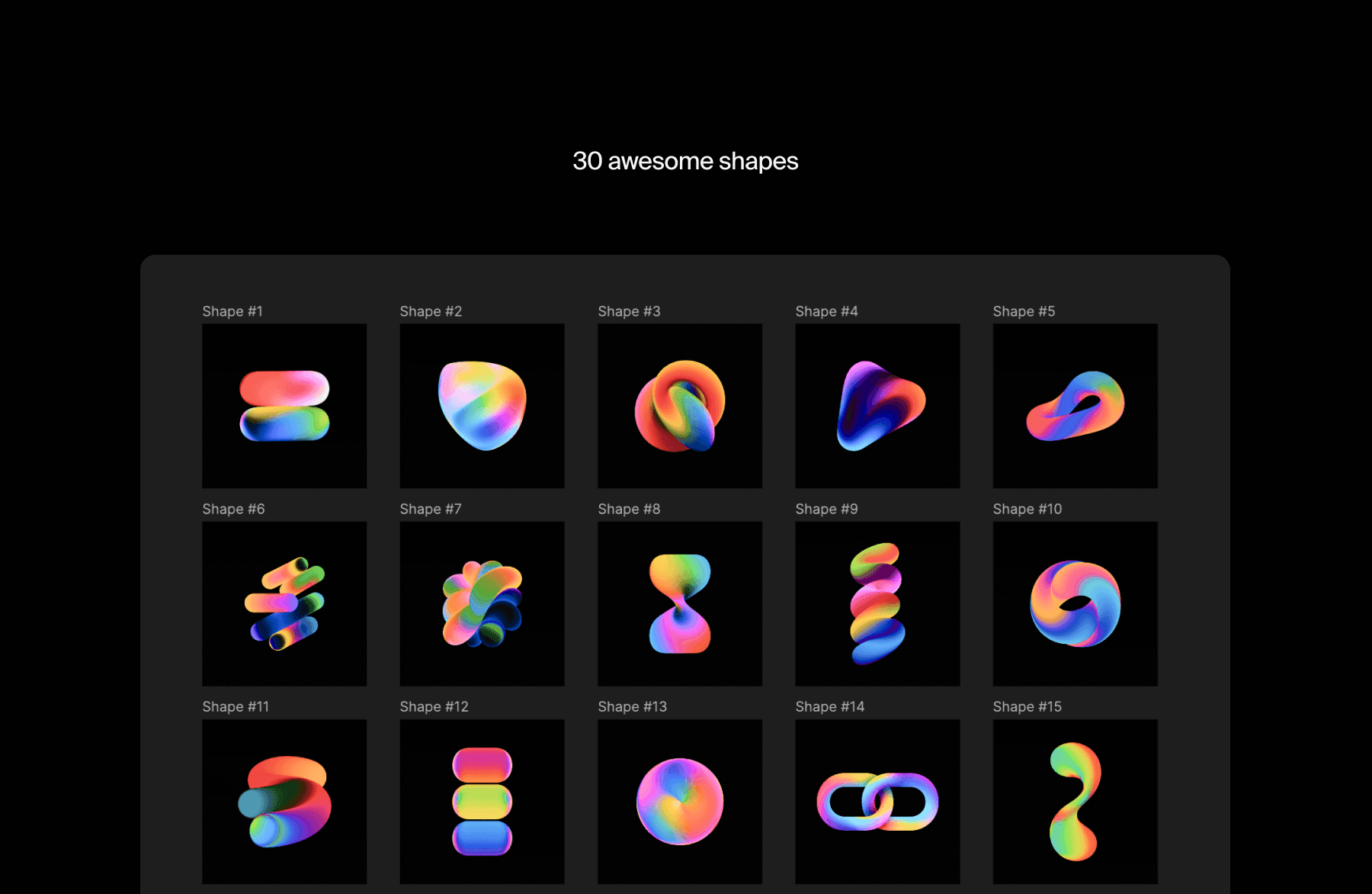 Colorful gradient abstract shapes set