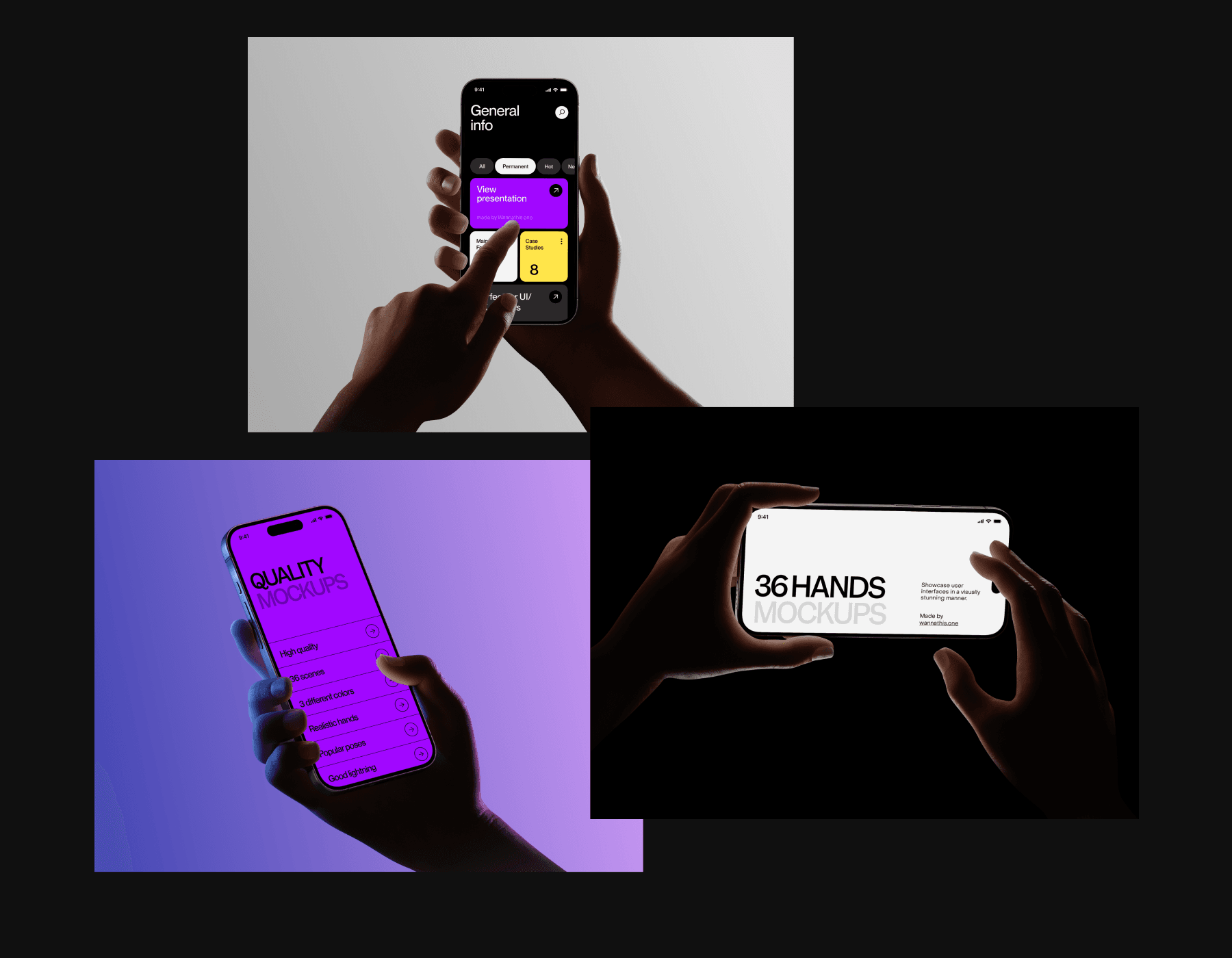 Hands phone mockups for design presentations