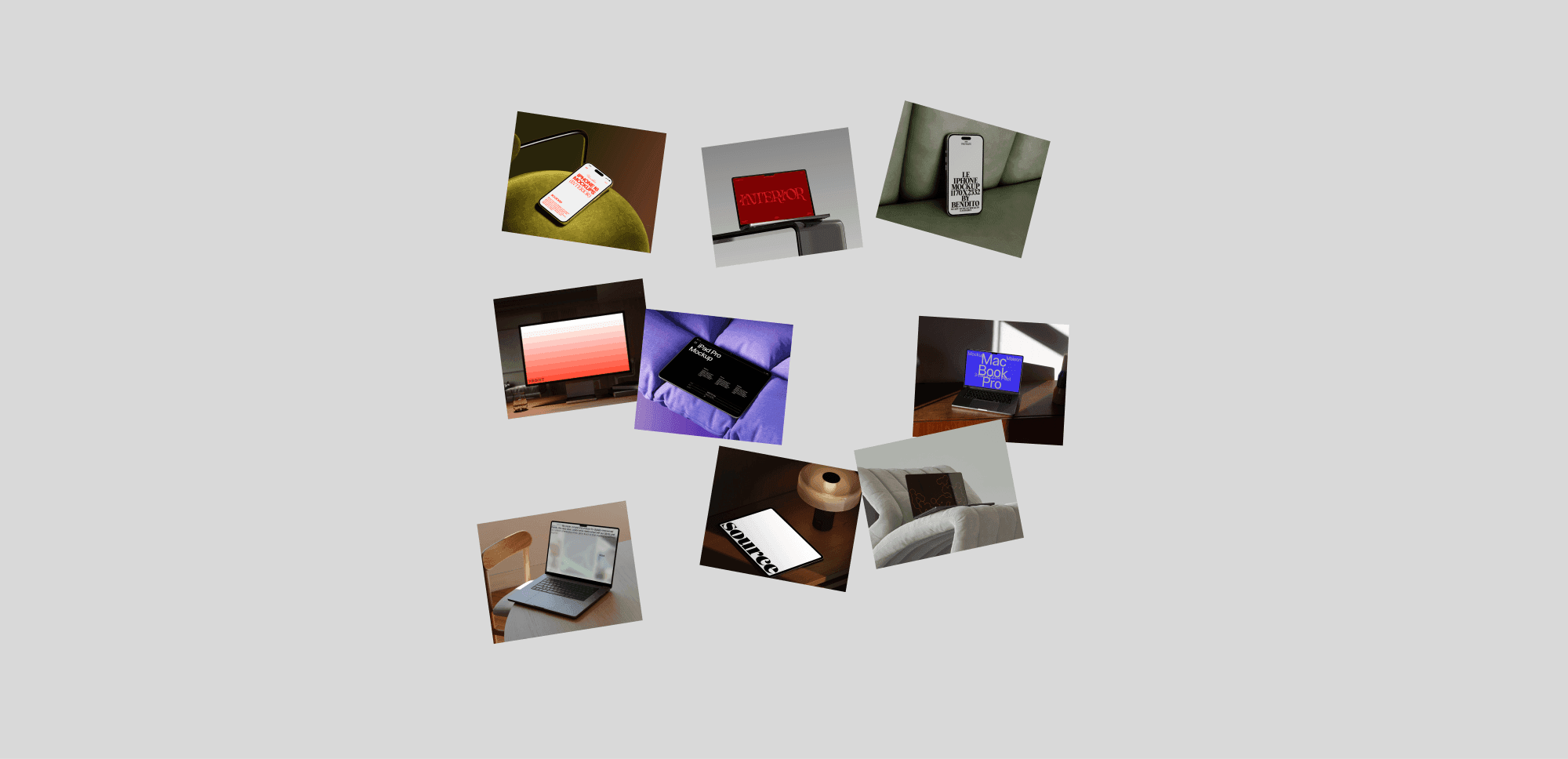 Collage of best interior device mockups — iPhones, iPads, and MacBooks featured in the article by Wannathis design studio.