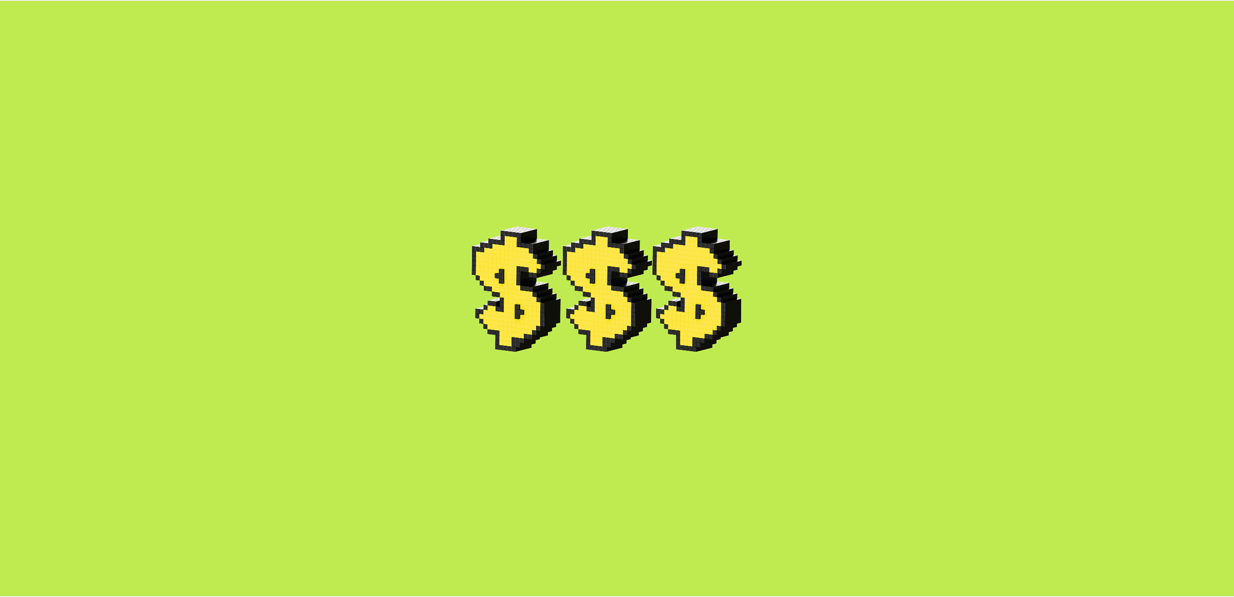 The ROI of mockups for agencies — 3D pixel dollar signs on bright green background by Wannathis