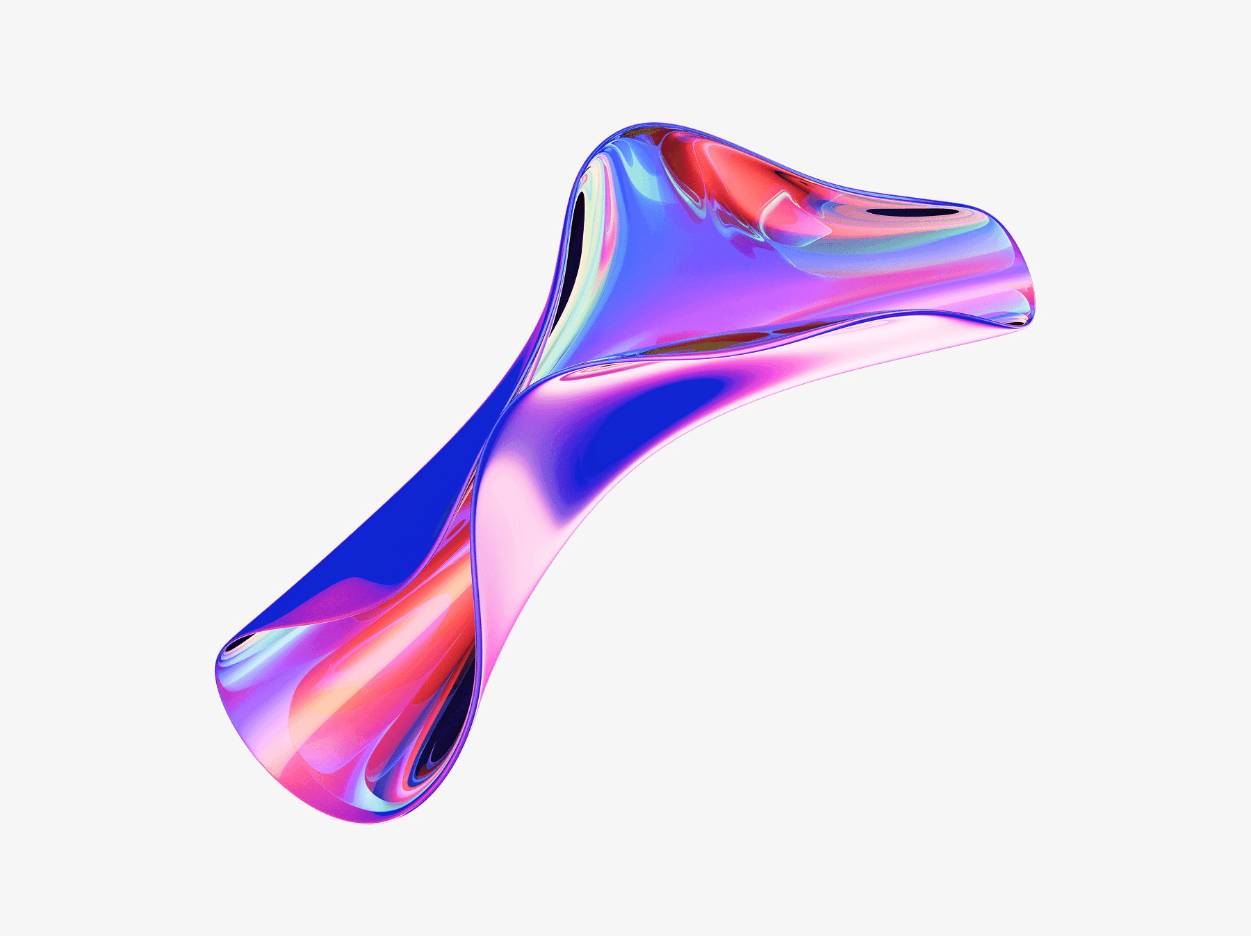 Free glossy vibrant 3D abstract shape in red, purple, and blue with reflective surface