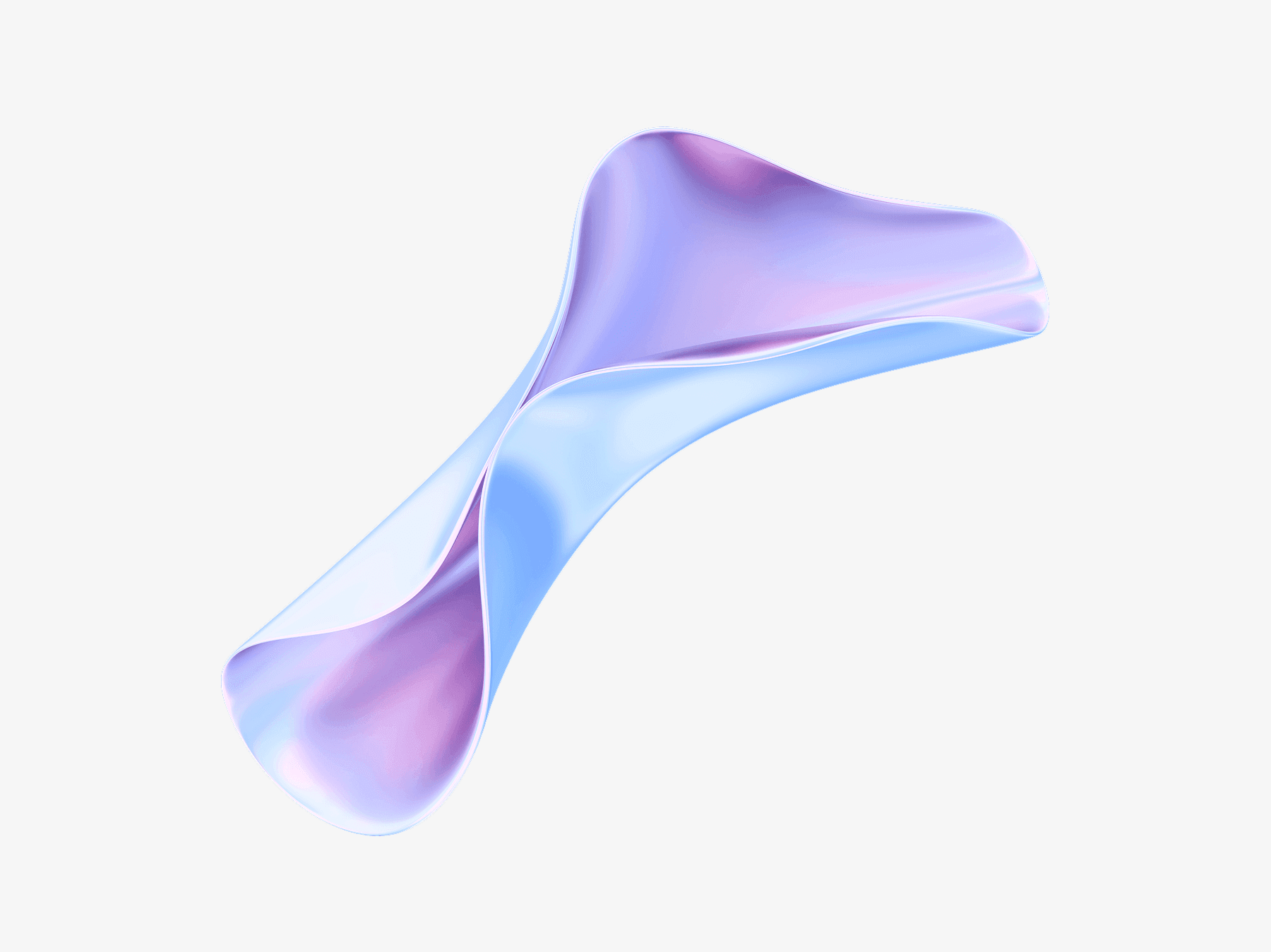 Free smooth pastel 3D abstract shape in blue and pink gradient, isolated on light background