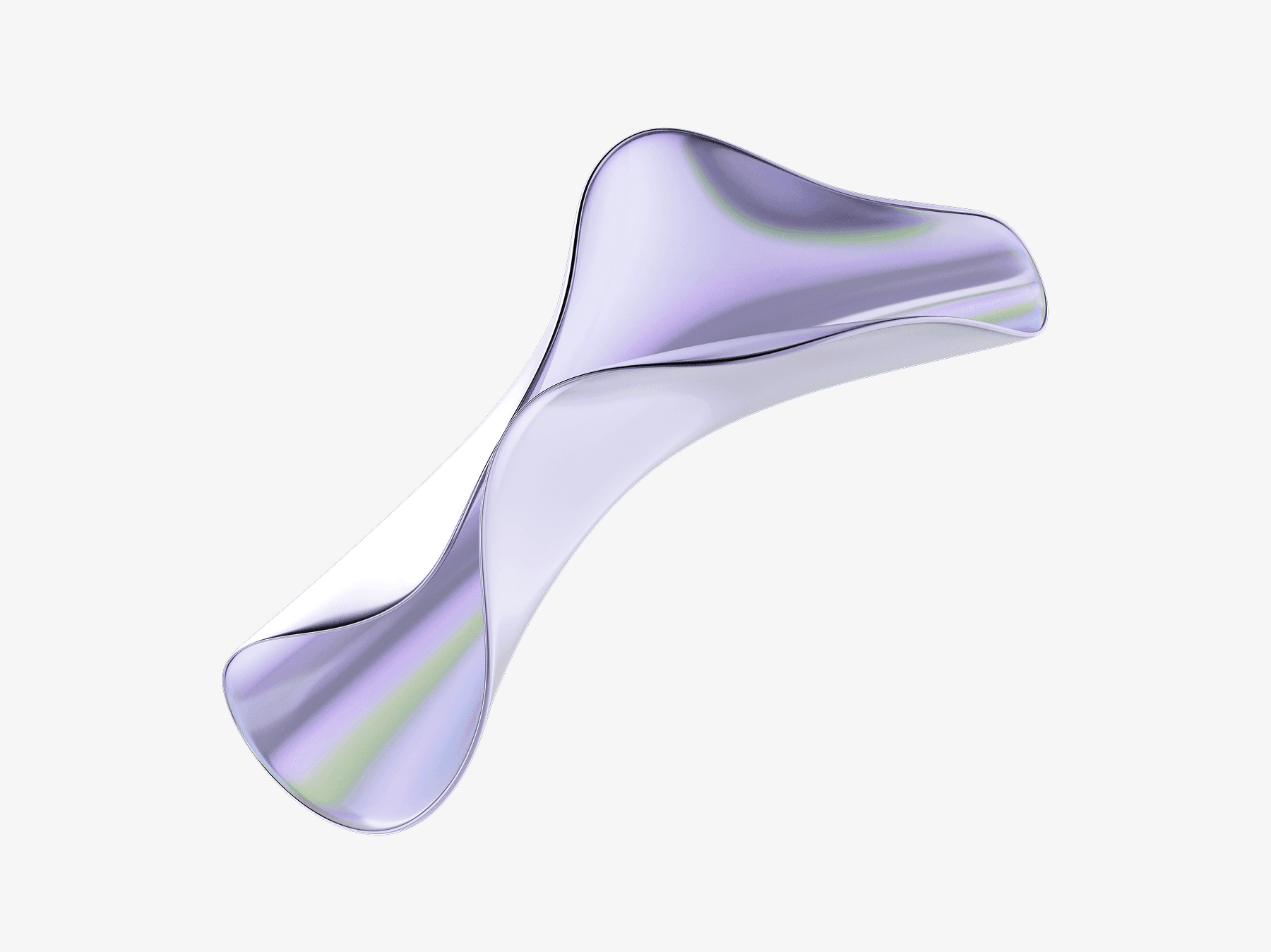 Free 3D abstract glass-like organic shape in soft purple tones, isolated on light background