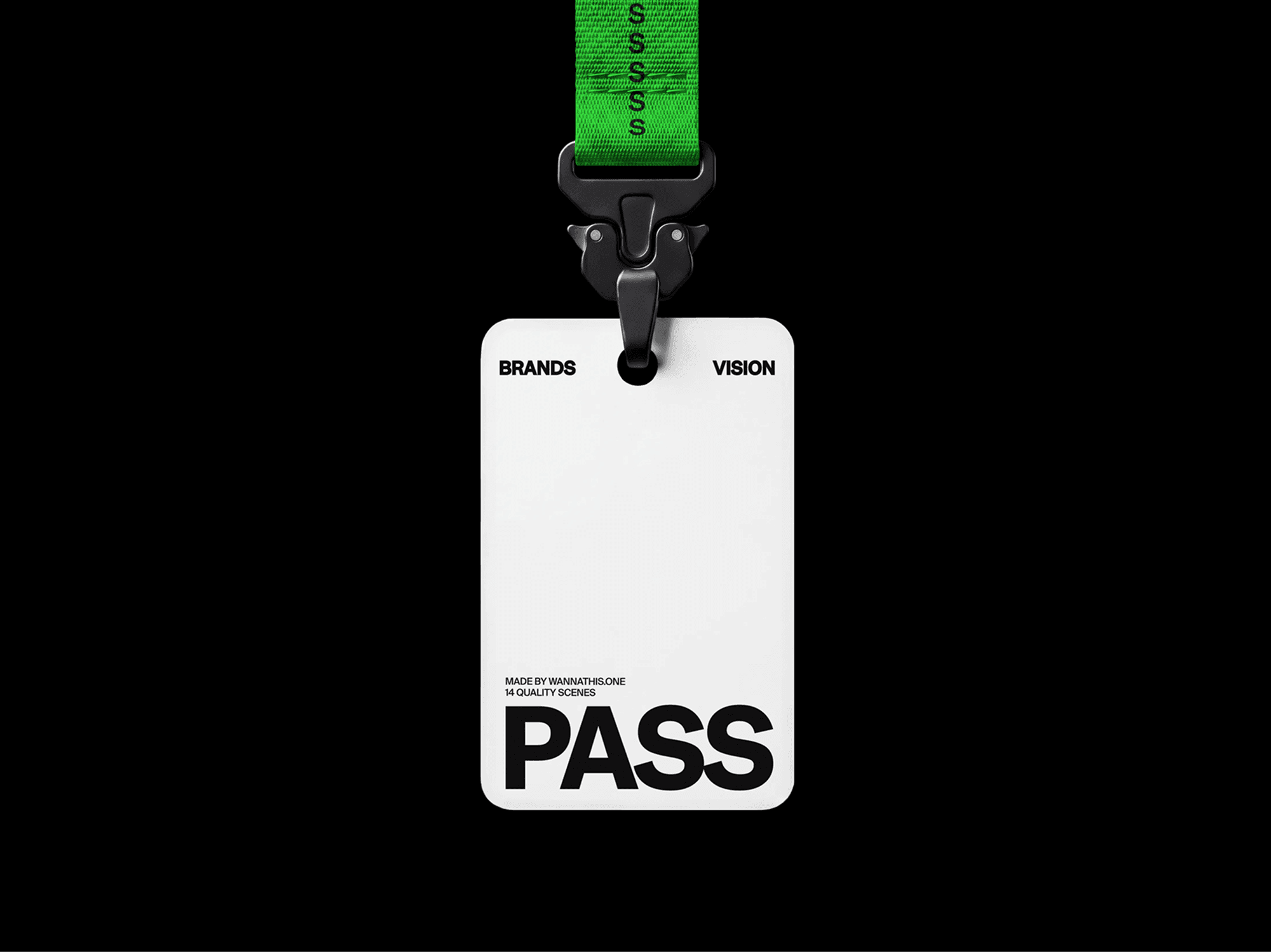 Access pass mockup attached to a lanyard in a clean refined corporate studio composition scene