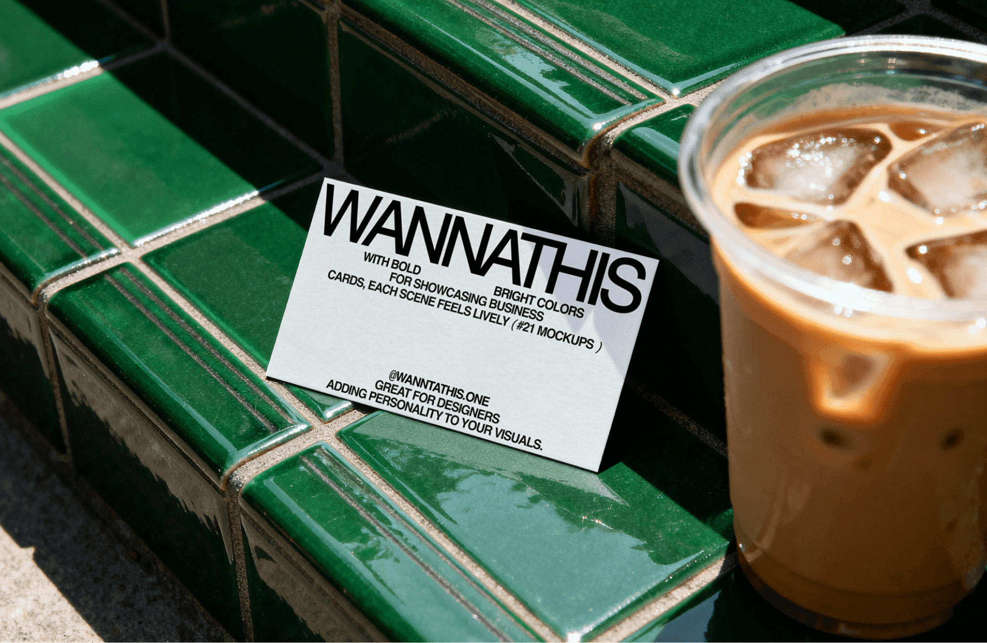 Free Business Card Mockup on Tile Step for branding presentations