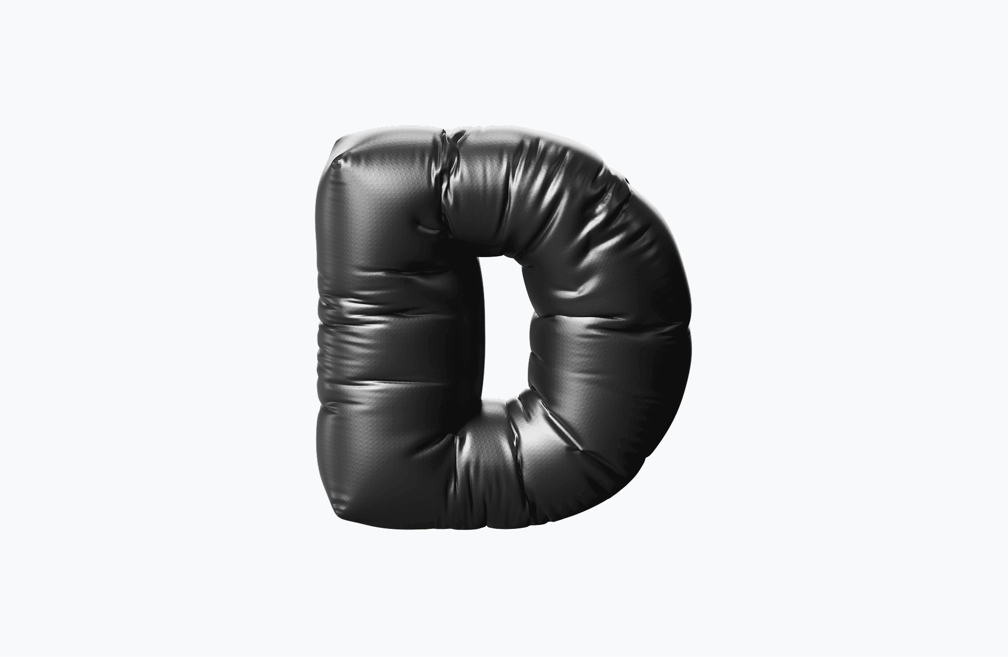 Free glossy inflatable 3D letter D illustration in black