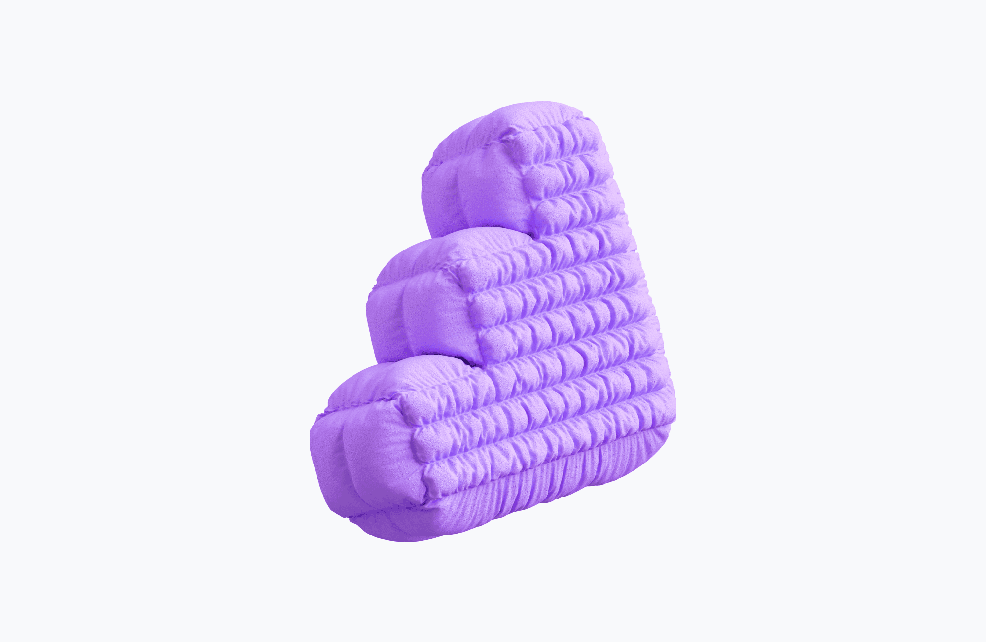 Free 3D inflated purple letter L made of soft padded fabric, isolated on white background