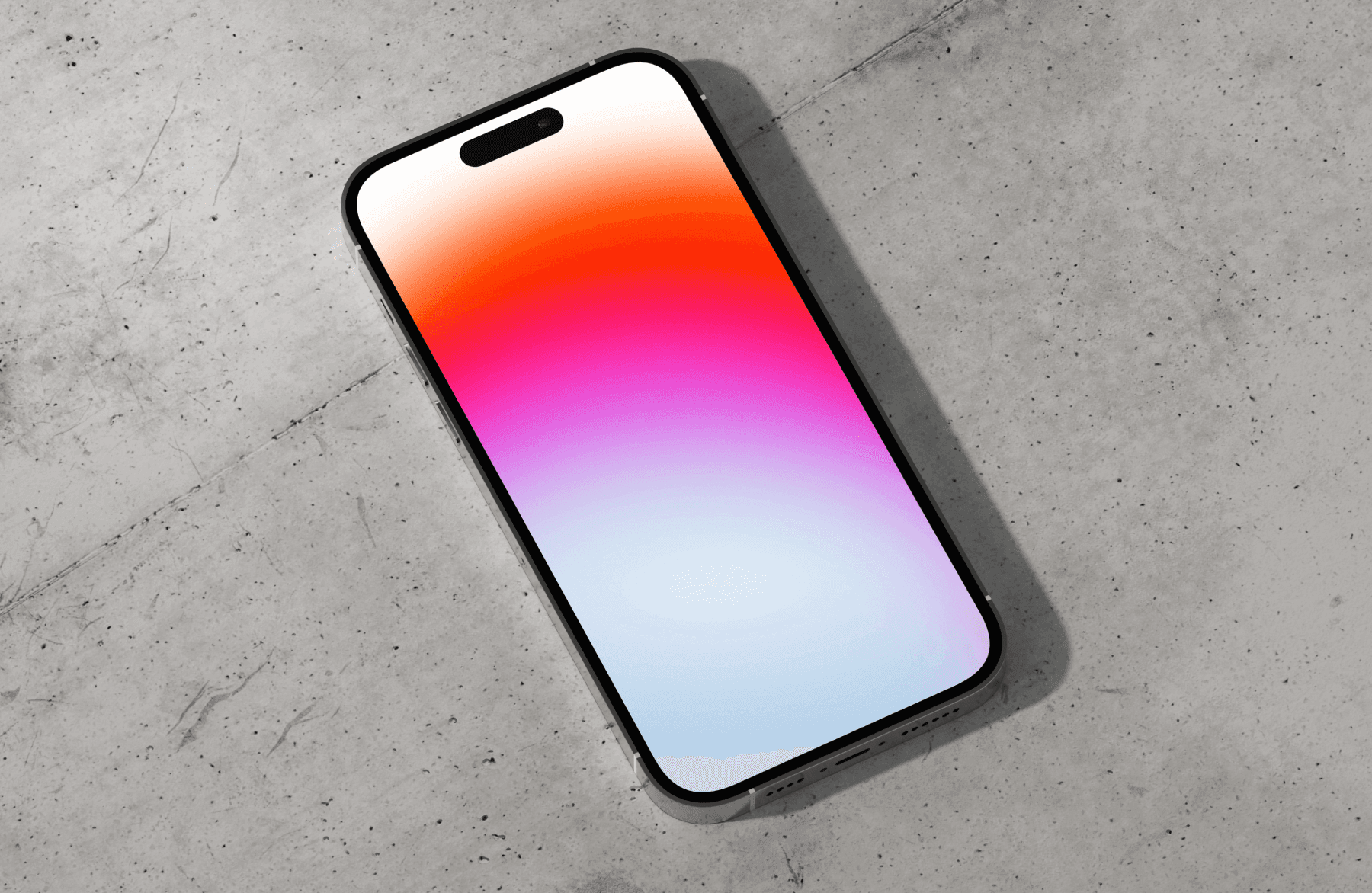 Free minimalist iPhone mockup lying flat on a concrete surface