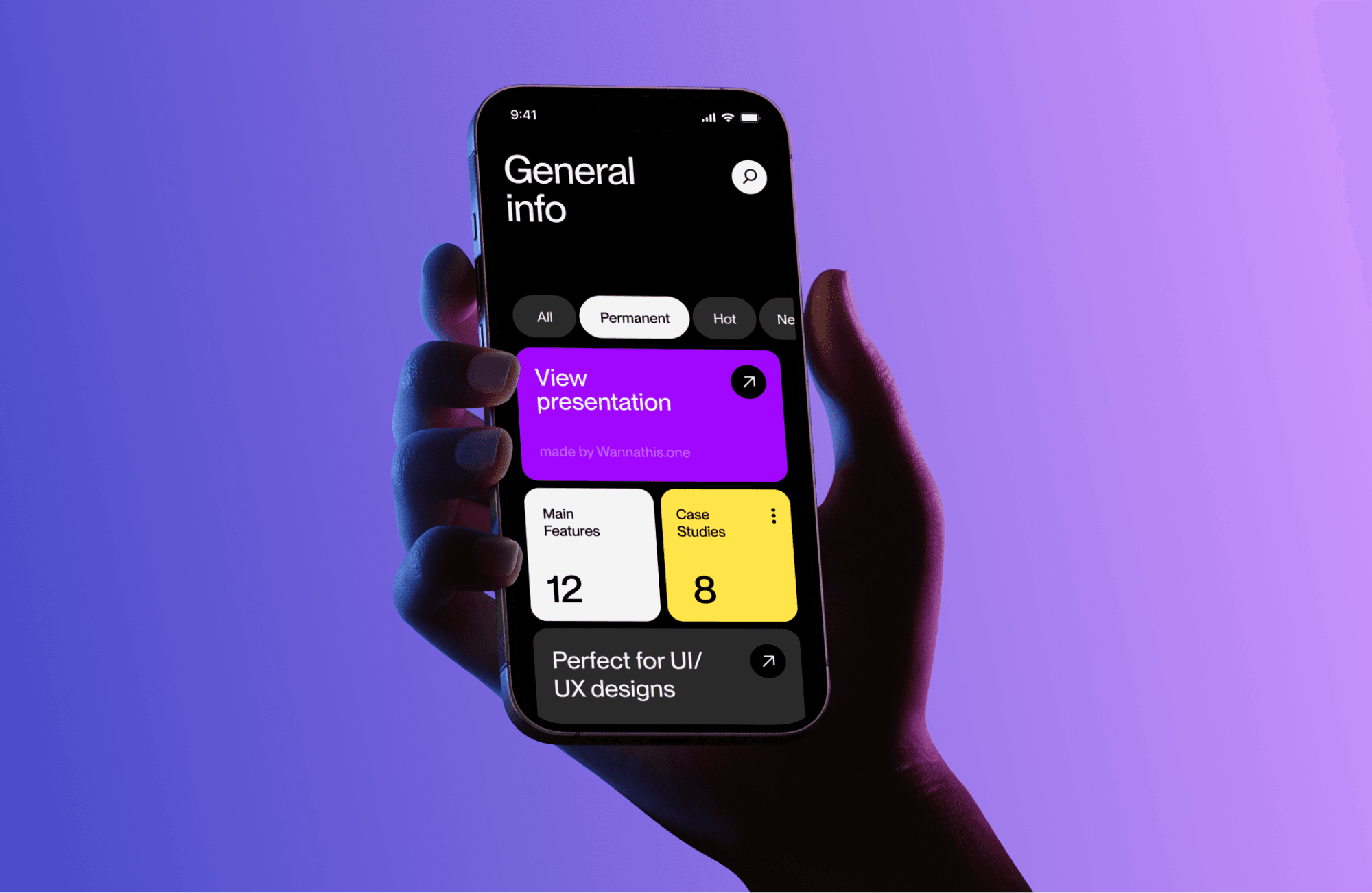Free realistic hand holding a smartphone mockup with a modern UI