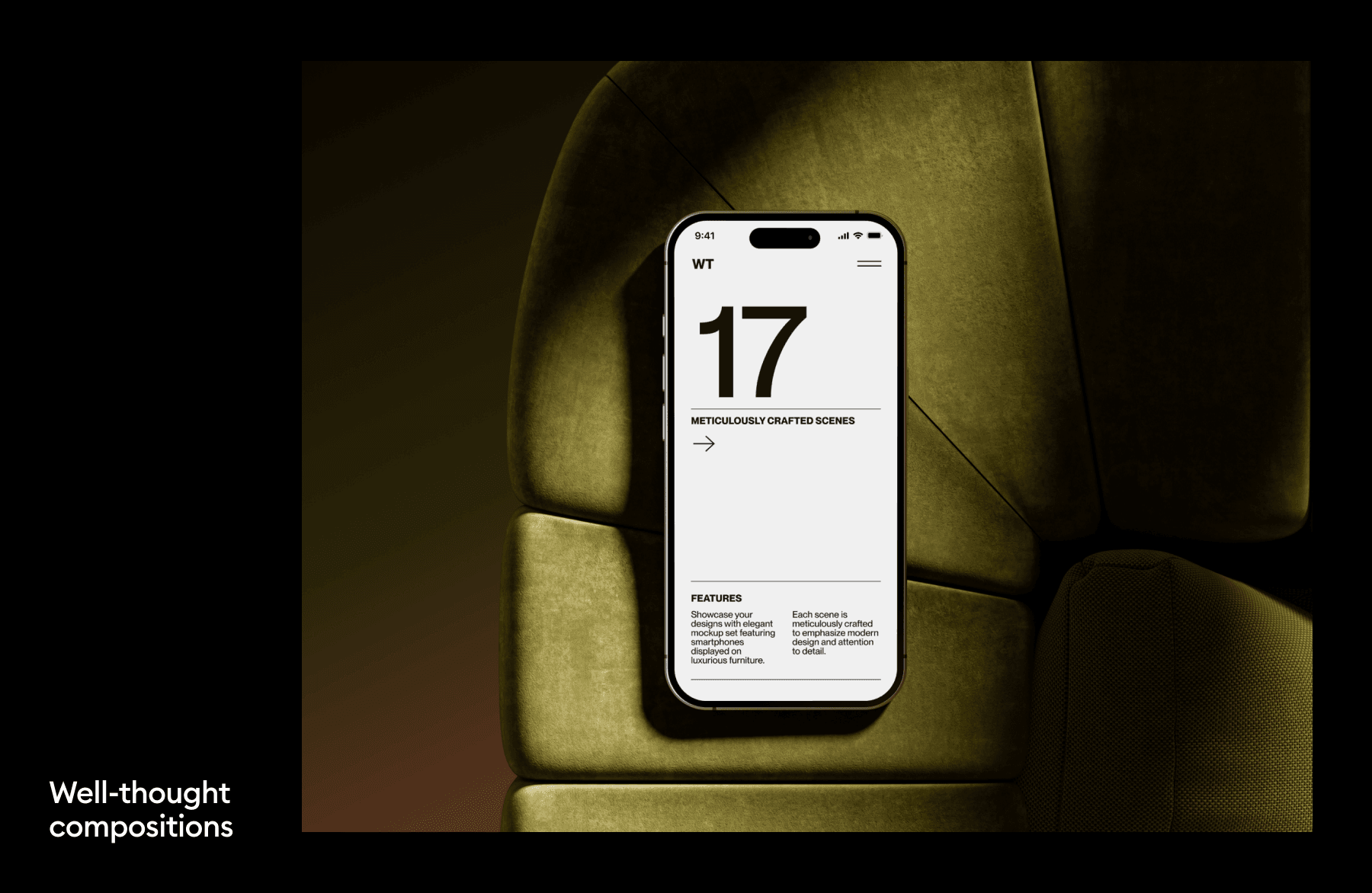 iPhone 16 interior mockups for design projects