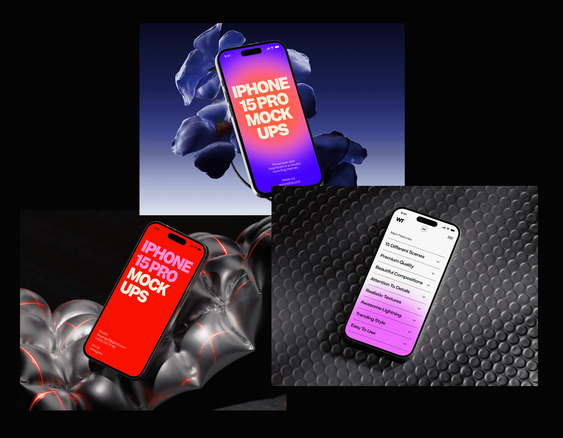 iPhone 15 pro mockups for design projects