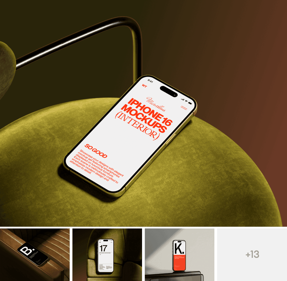 iPhone 16 interior mockups for design projects