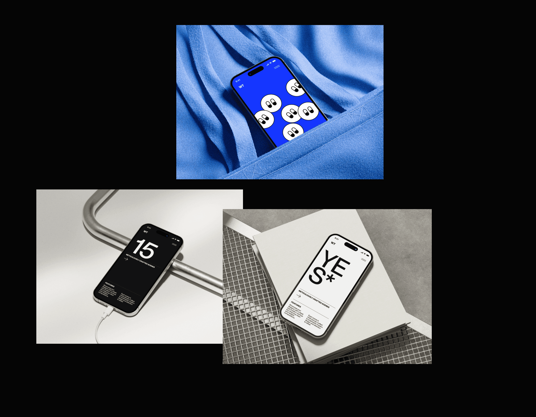 iPhone 16 minimal mockups for design presentations