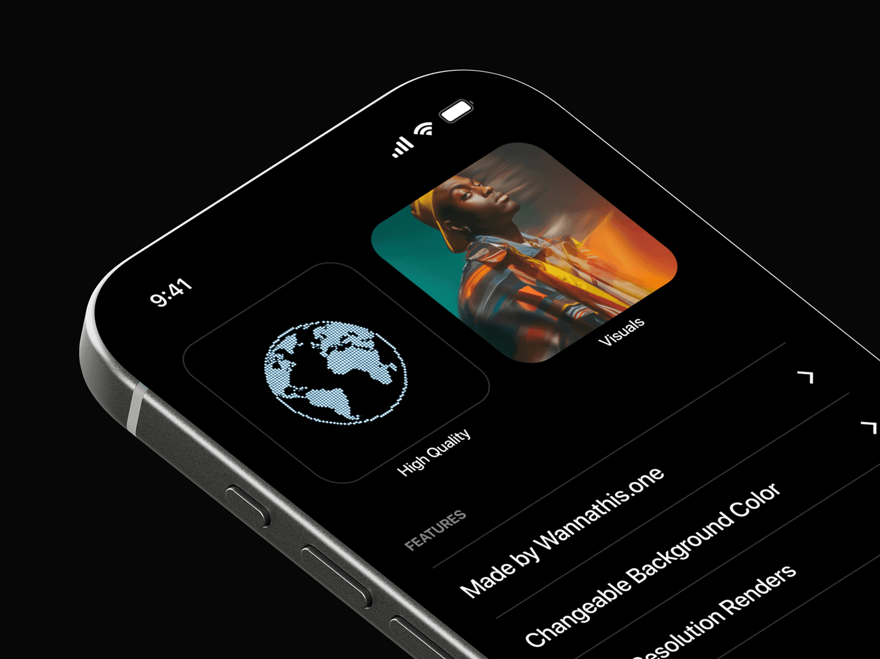 Angled close-up of an iPhone screen displaying interface elements