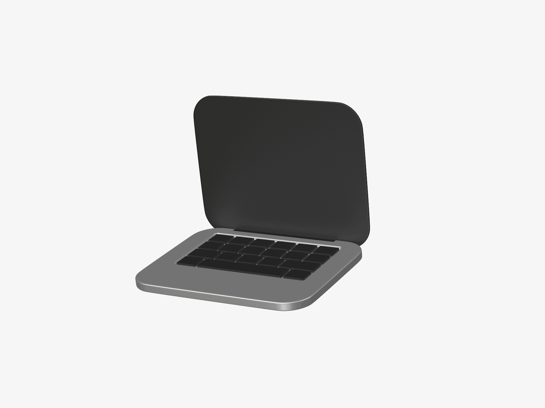 3D illustration of an open laptop device