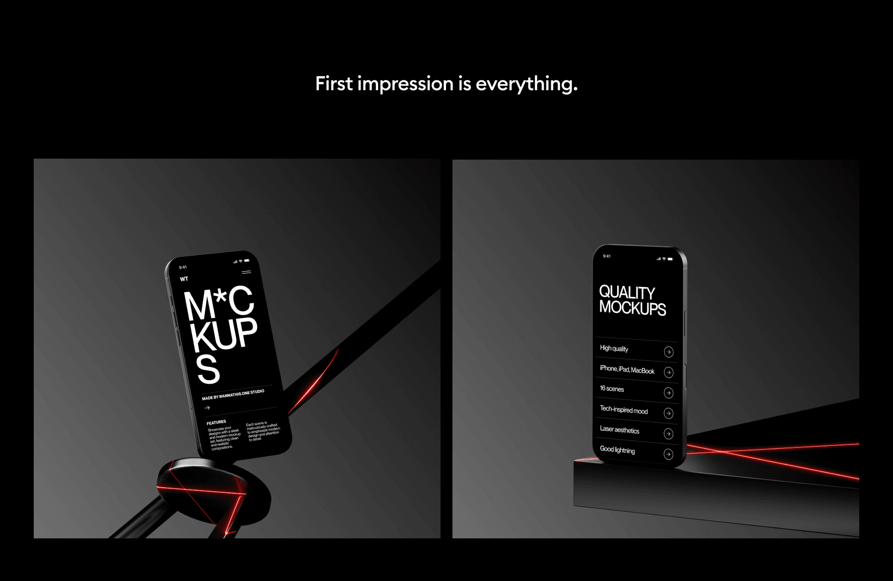Laser light Apple device mockups for smm