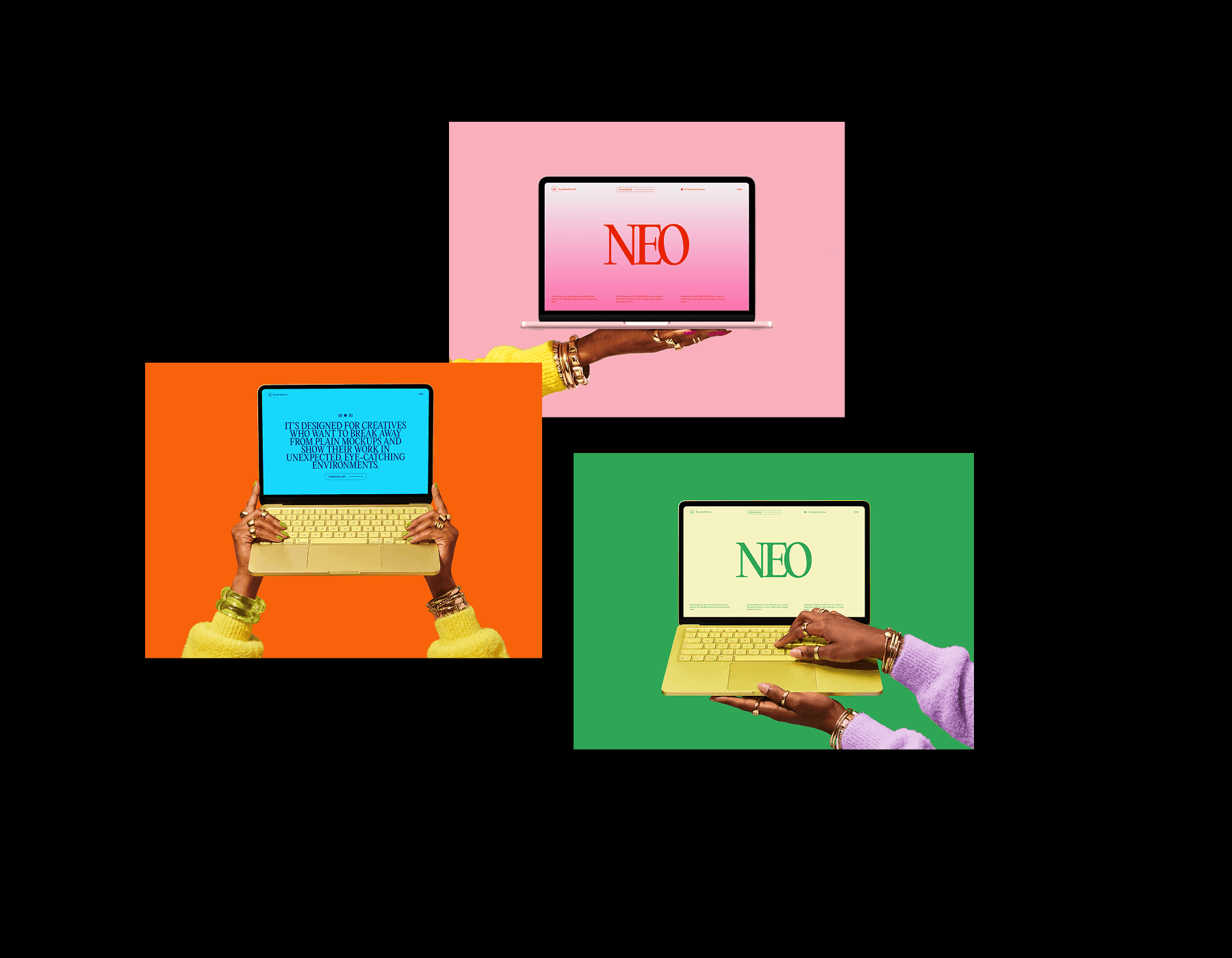 MacBook Neo Mockups in Hands for design presentations