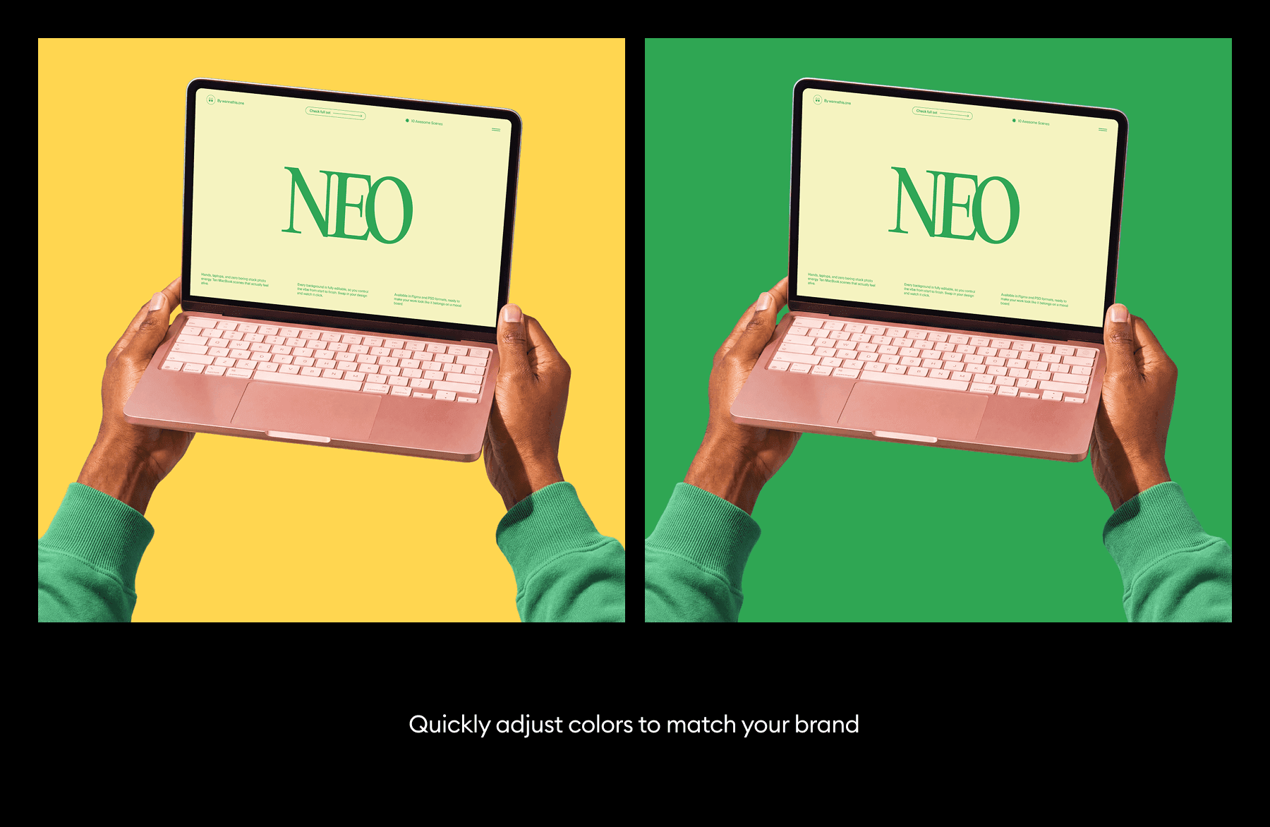 MacBook Neo Mockups in Hands for UI presentations