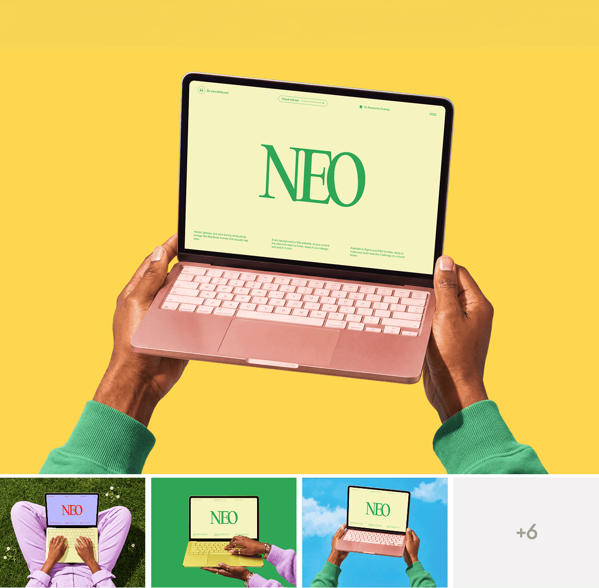 MacBook Neo Mockups in Hands for design presentations