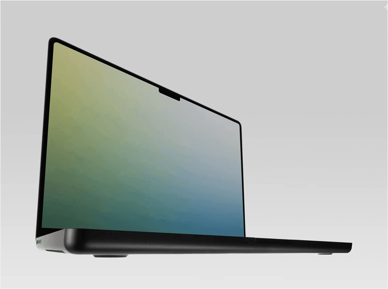 Close-up MacBook Pro mockup with gradient screen on light grey backdrop