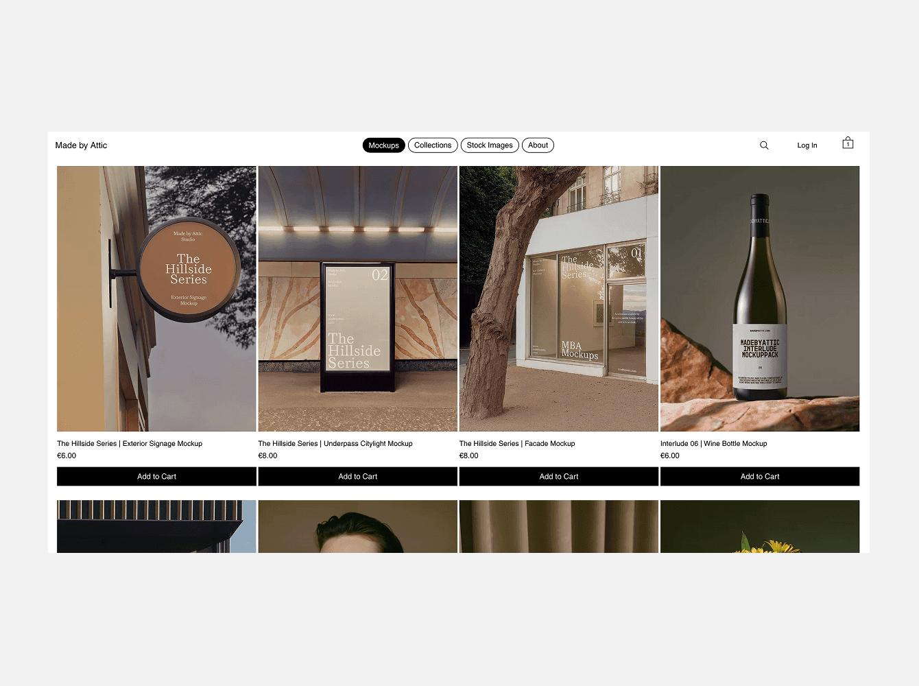 Elegant mockup website featuring signage, facades and bottle product scenes in natural-light environments