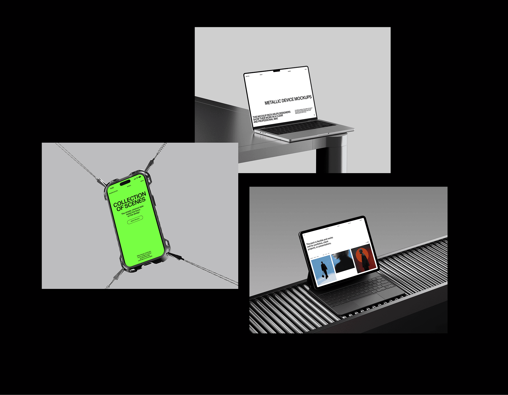 Metallic Apple Device Mockups for design projects and presentations