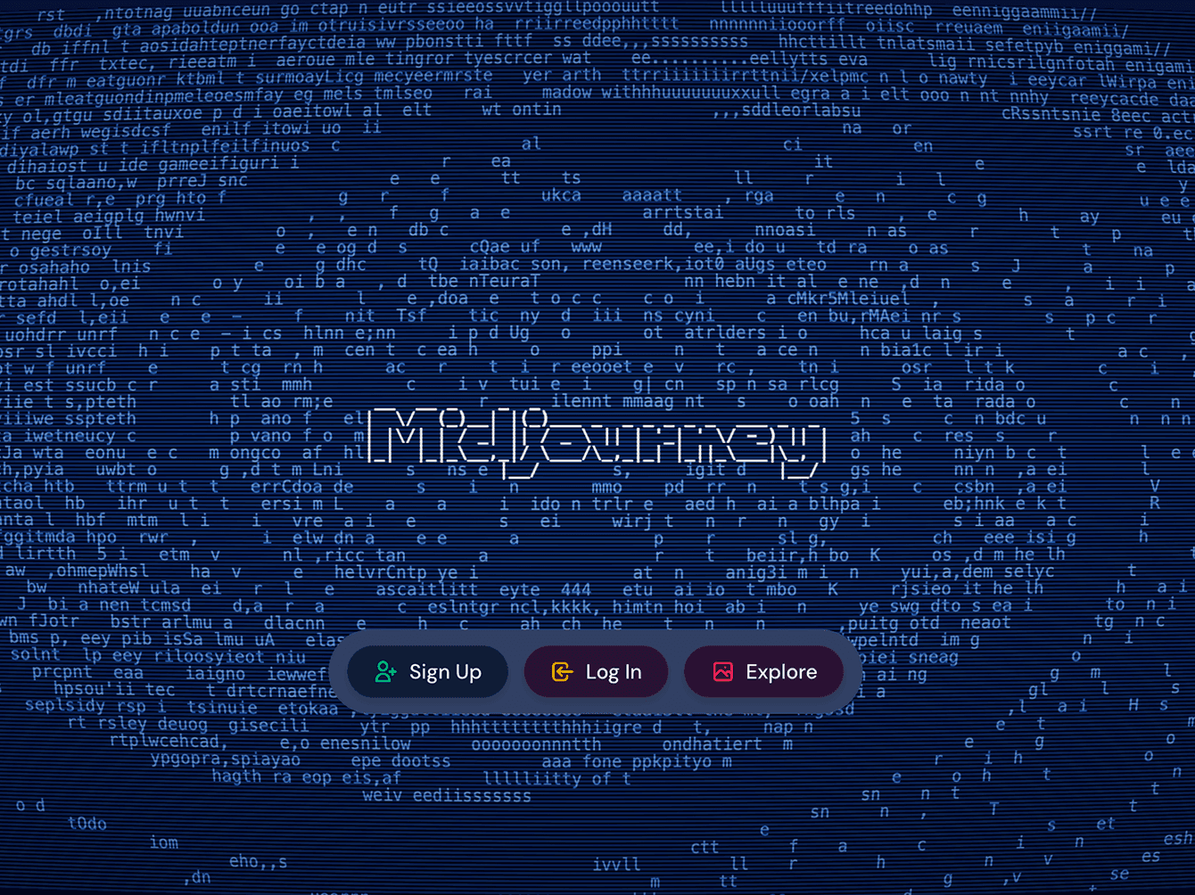 AI image generation interface with text based prompt and code style background