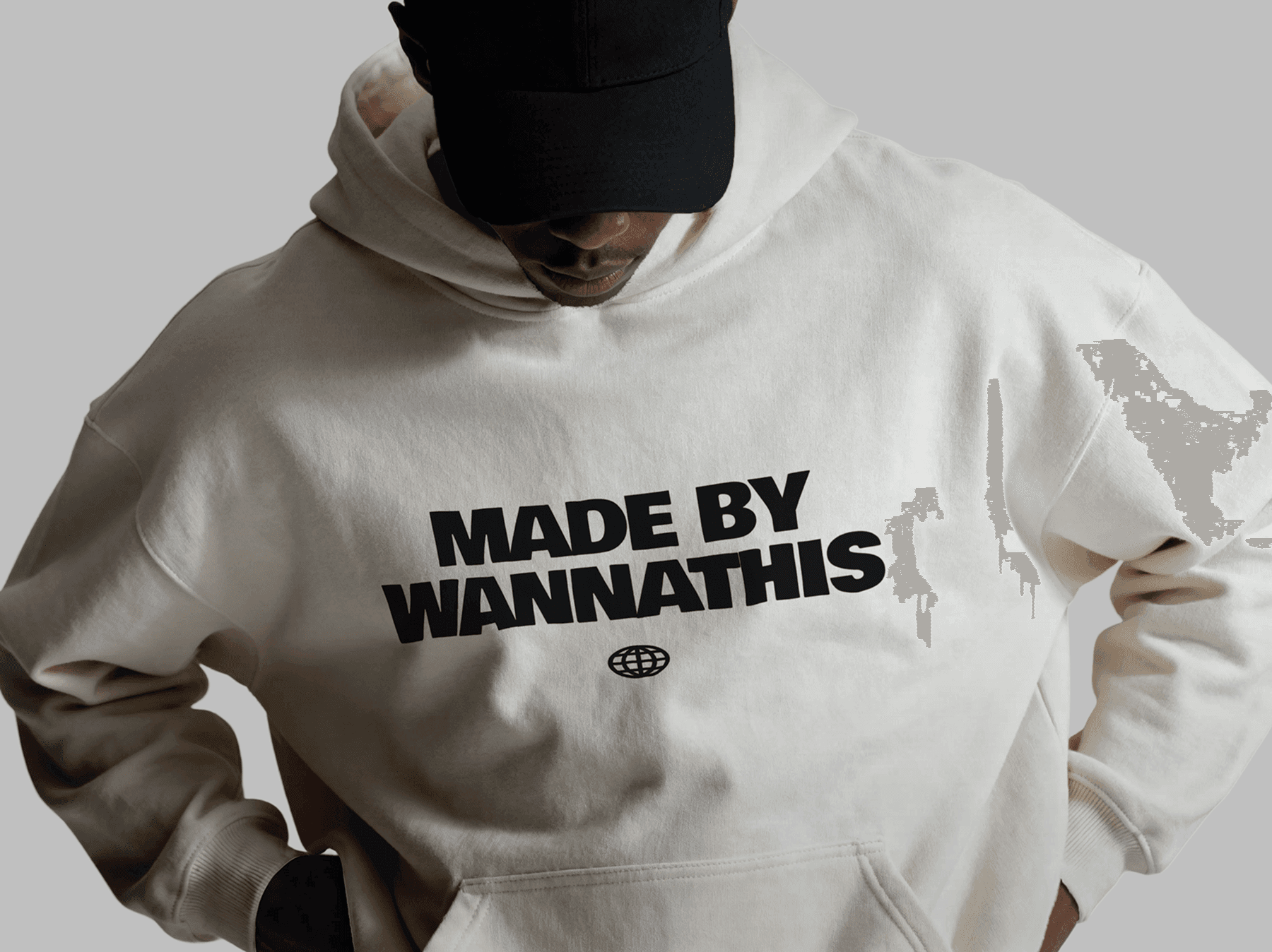 Hoodie mockup shown from the front with a relaxed fit on a model