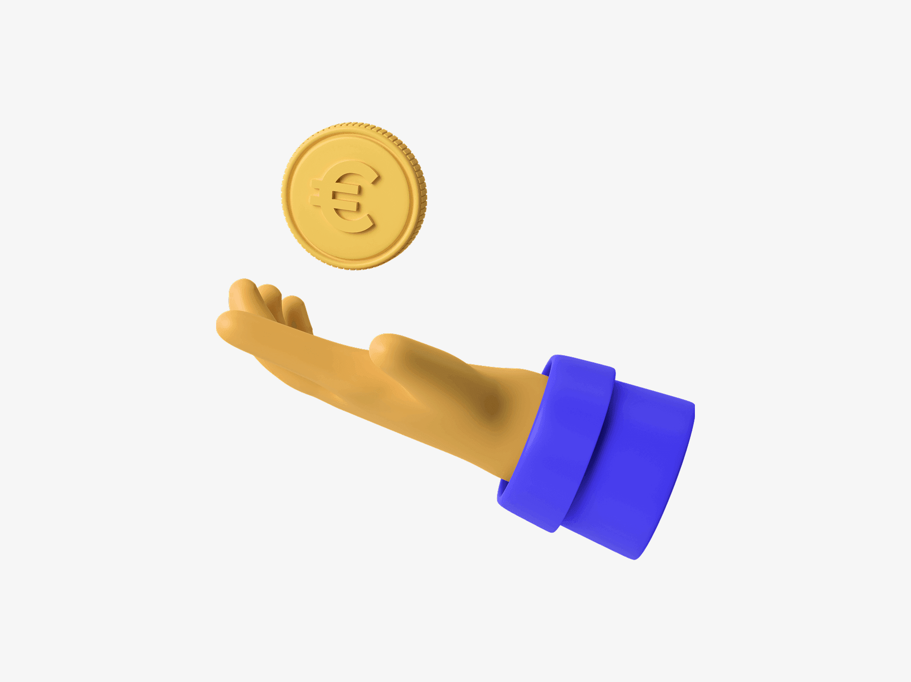3D illustration of a hand holding a coin