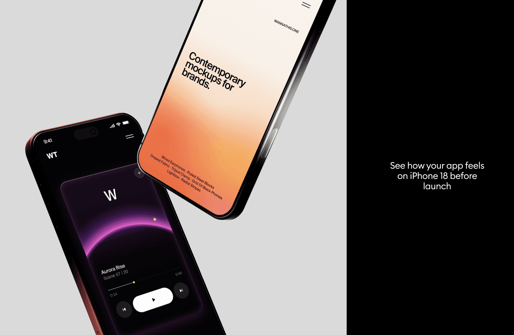 Monochrome iPhone 18 Mockups for design presentations