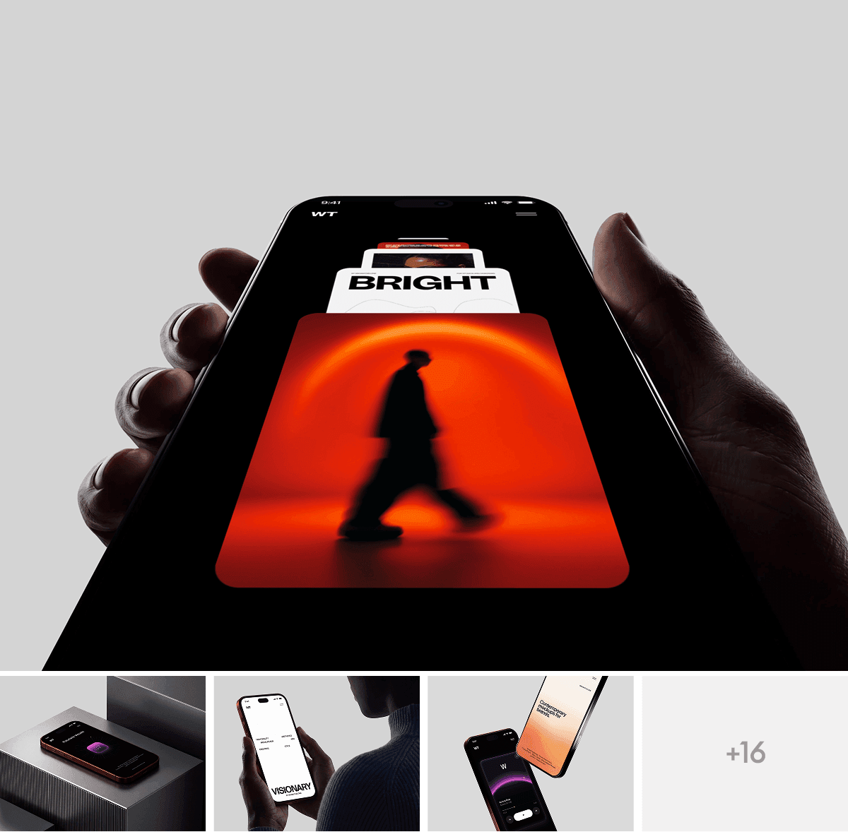 Monochrome iPhone 18 Mockups for UI presentations
